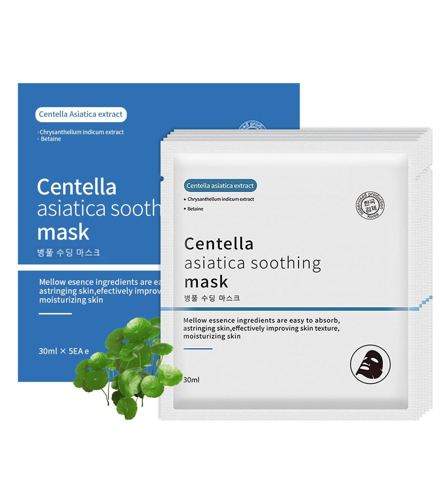 Shefave Centella Asiatica Face Mask Korean Face Mask 5 Pieces Cloth Masks Face Moisturising Masks Beauty Repair Face Sheet Mask After Sun Deep Hydration Pore Reduction - Buy Online on SooperMarket.com