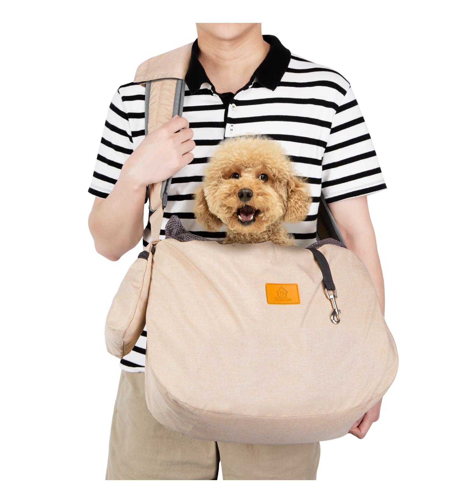 Ownpet Large Dog Carrier Bag - Sling Design for Dogs up to 11kg - Adjustable Shoulder Pads - Perfect for Outdoor Adventures - Beige - Buy Online on SooperMarket.com