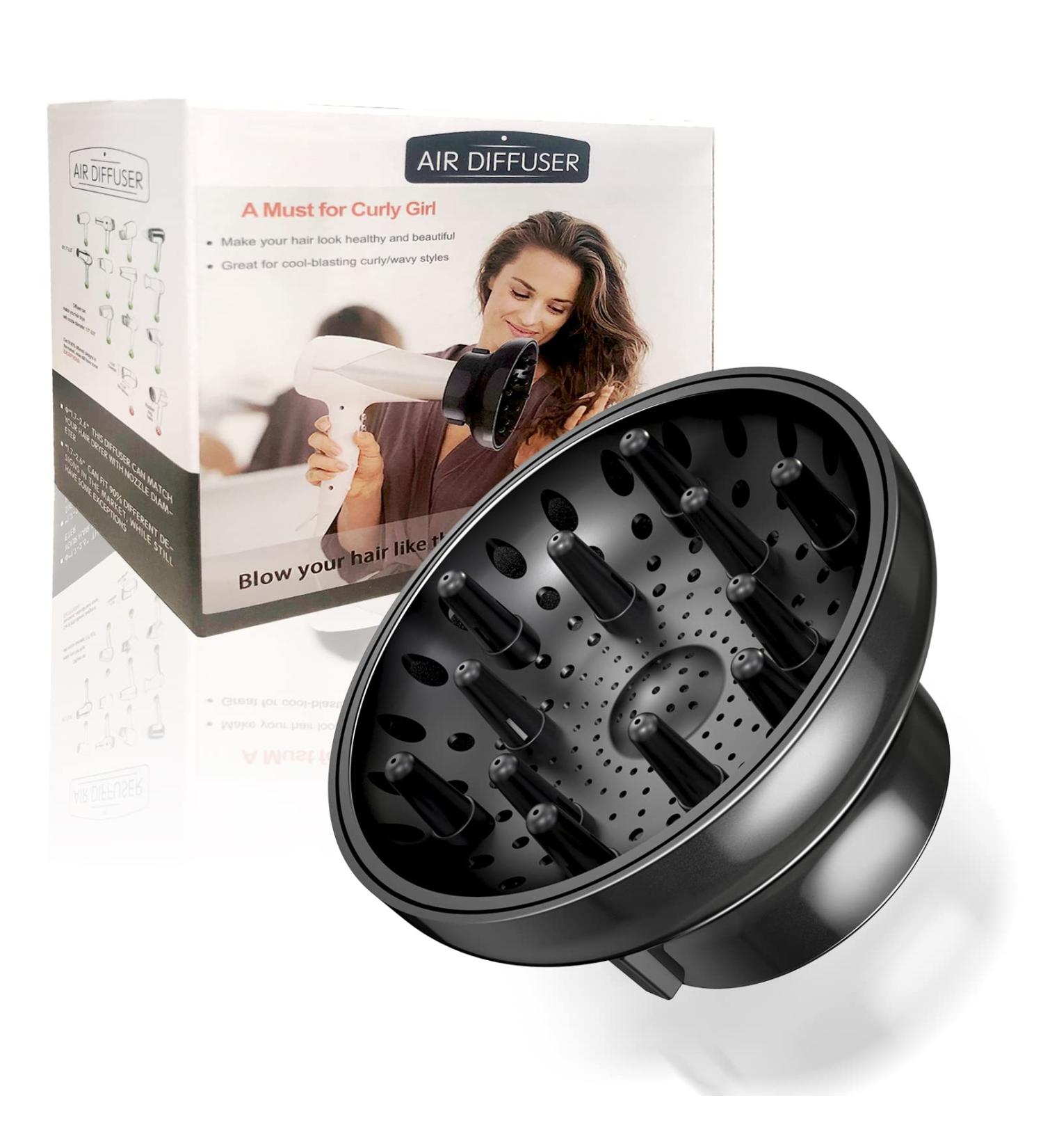 Universal Adjustable Hair Dryer Diffuser Attachment for Curly Hair | Fits Blow Dryer 4.3-6.5CM | Professional Salon Tool in Black - Buy Online on SooperMarket.com