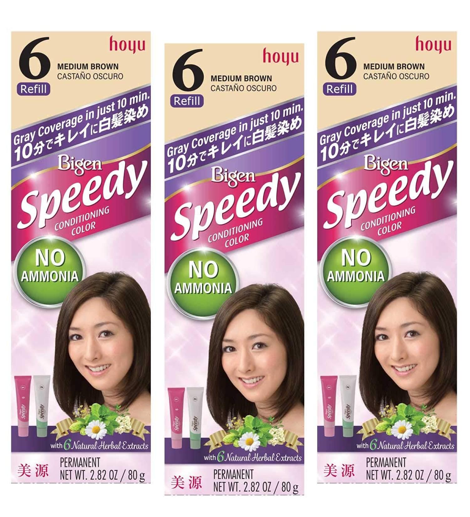 BIGEN SPEEDY CONDITIONING COLOR (#6 Medium Brown) Pack of 3 + Free Tint Brush - Buy Online on SooperMarket.com