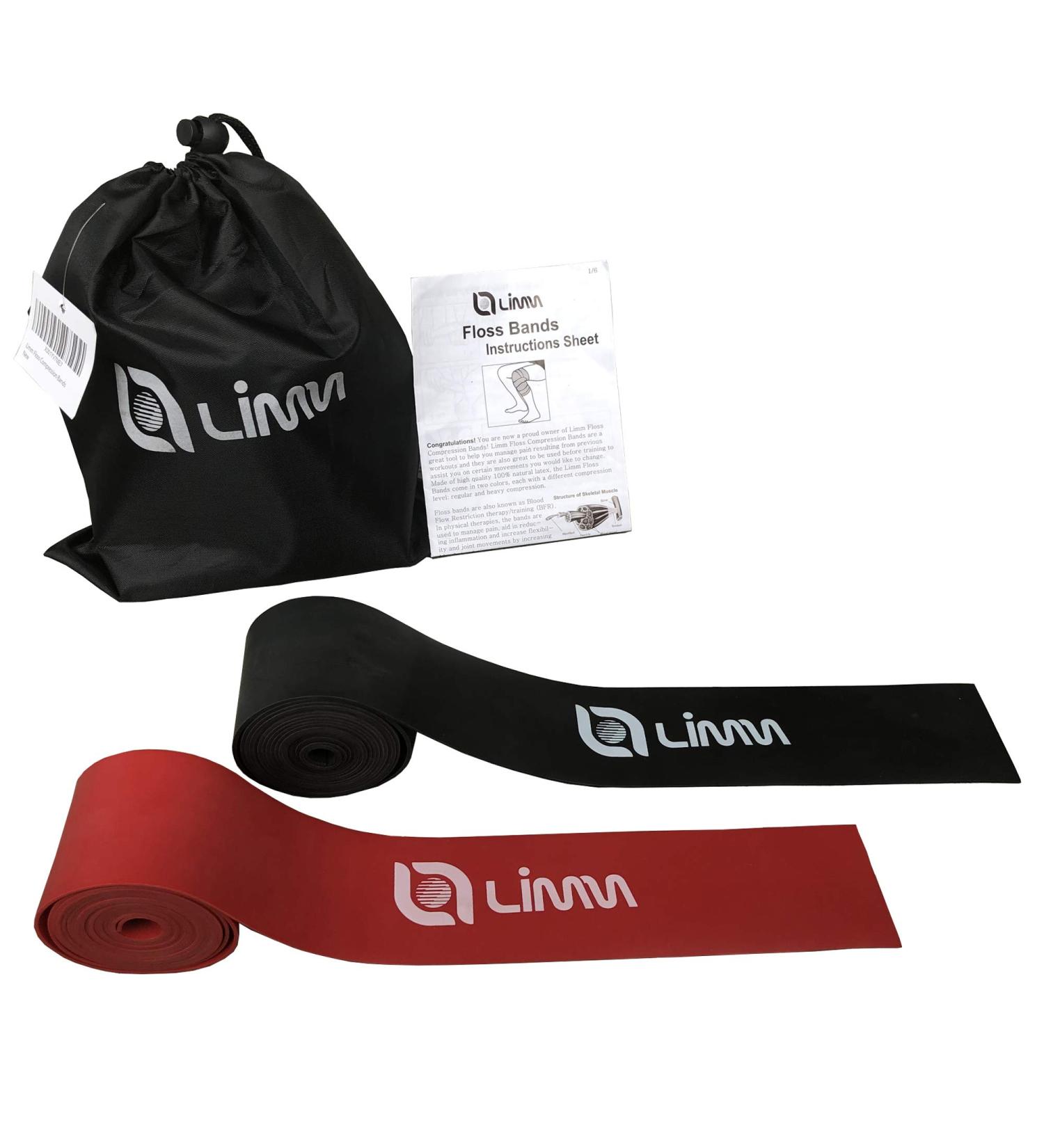 Limm Muscle Compression Floss Bands | Mobility & Recovery | Best for Athletes & Injury Therapy | Set A with 2 Compression Levels & Travel Pouch - Buy Online on SooperMarket.com