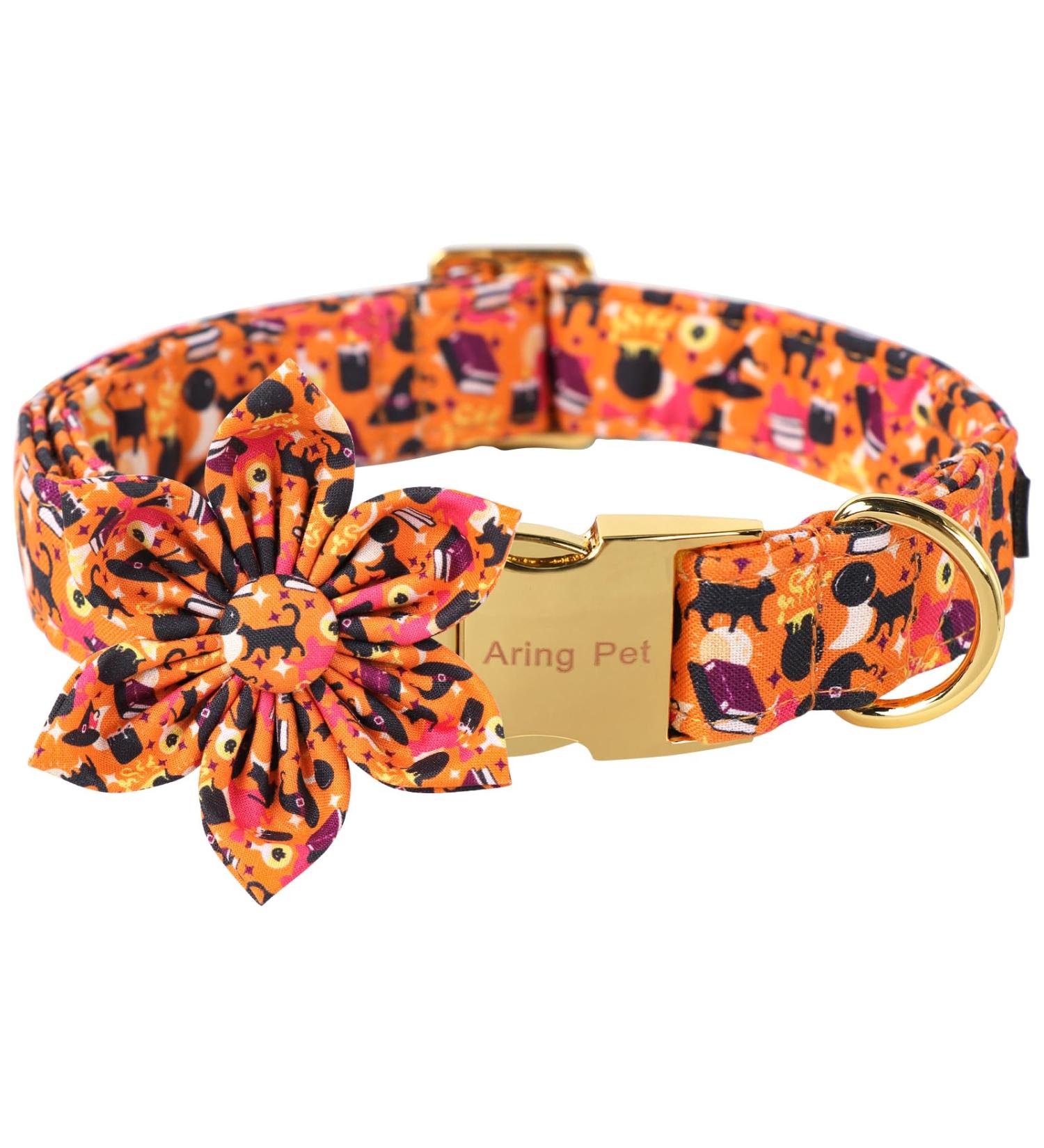 Buy Aring Pet Halloween Dog Halison - Sweet Orange Flower Design Adjustable Cotton Collars for All Dog Sizes (X-Large) - Buy Online on SooperMarket.com