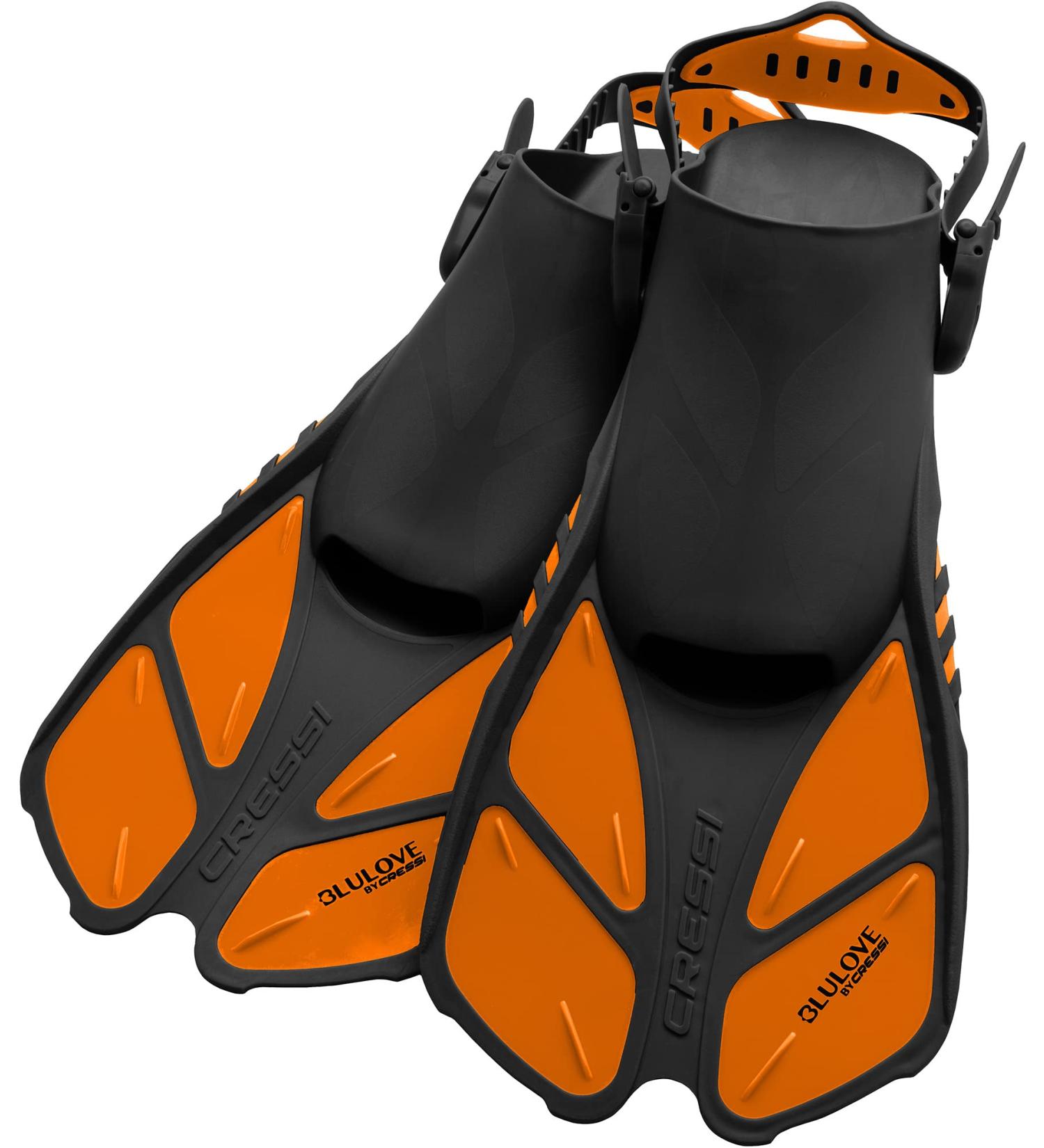Cressi Adult Short Adjustable Swim Fins | UltraResistant Buckles | Ideal for Travel | Bonete | Designed in Italy | L/XL | US Man 9-13 | US Lady 10-14 | EU 42-47 | Black/Orange - Buy Online on SooperMarket.com