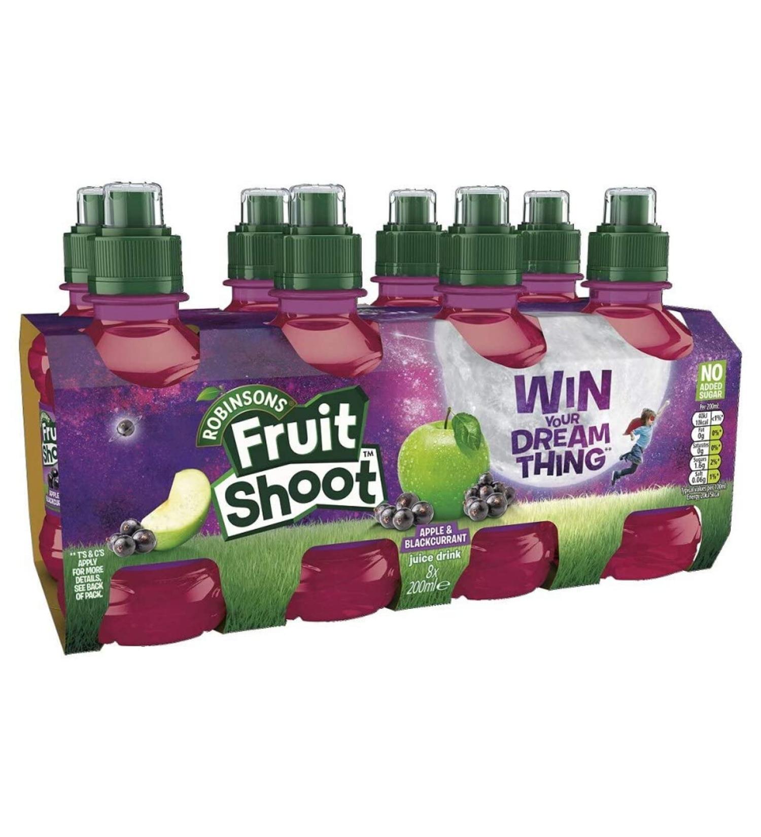 Robinsons Fruit Shoot Apple Blackcurrant Juice 8 x 200ml - Refreshing Kids Drink - Buy Online on SooperMarket.com