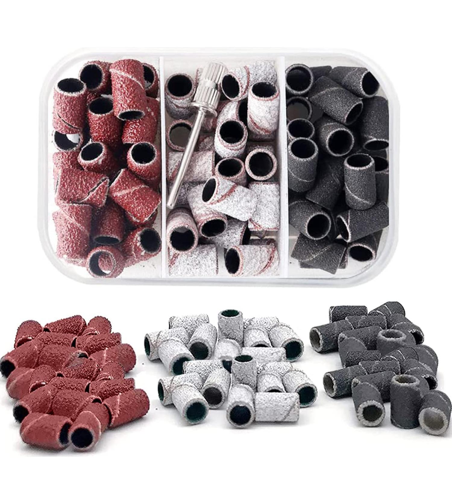 Litensh 75PCS Nail Sanding Bands & Drill Manicure Set with Box - 80/120/180 Grit Sanding Tape & 3/32 Nail Drill Bit Attachments Included - Buy Online on SooperMarket.com