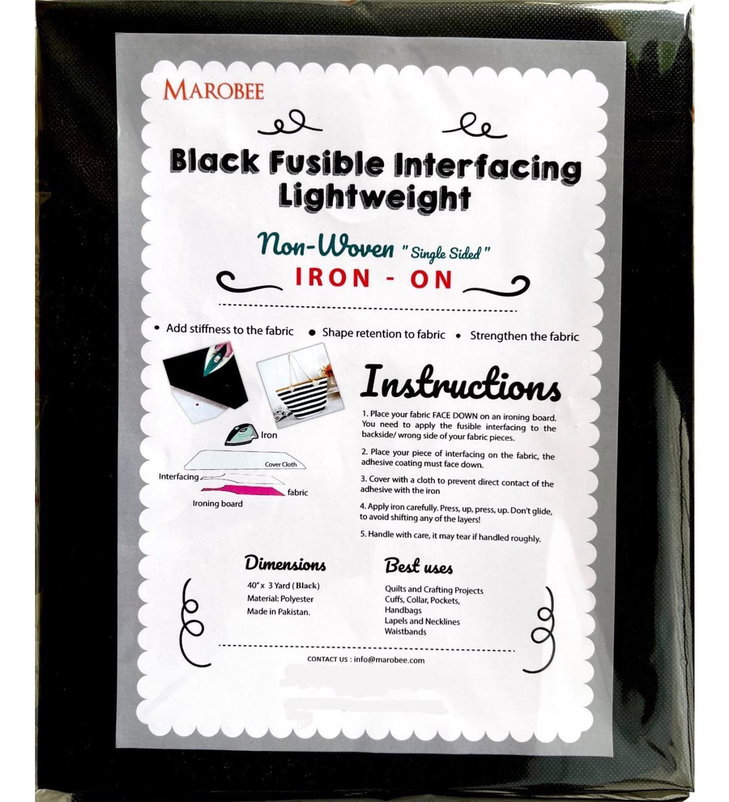 MAROBEE Black Lightweight Fusible Interfacing Iron On - 40x3 Yard Non-Woven - Buy Online on SooperMarket.com