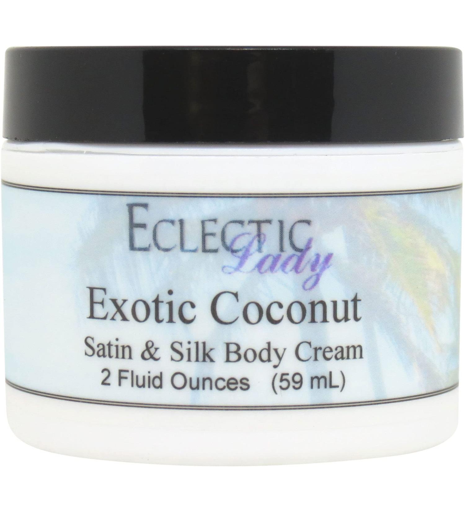 Eclectic Lady Exotic Coconut Satin & Silk Cream - Handcrafted Body Lotion with Shea Butter Aloe & Vitamin E - Phthalate-Free 2 oz for Women - International Shipping Available - Buy Online on SooperMarket.com