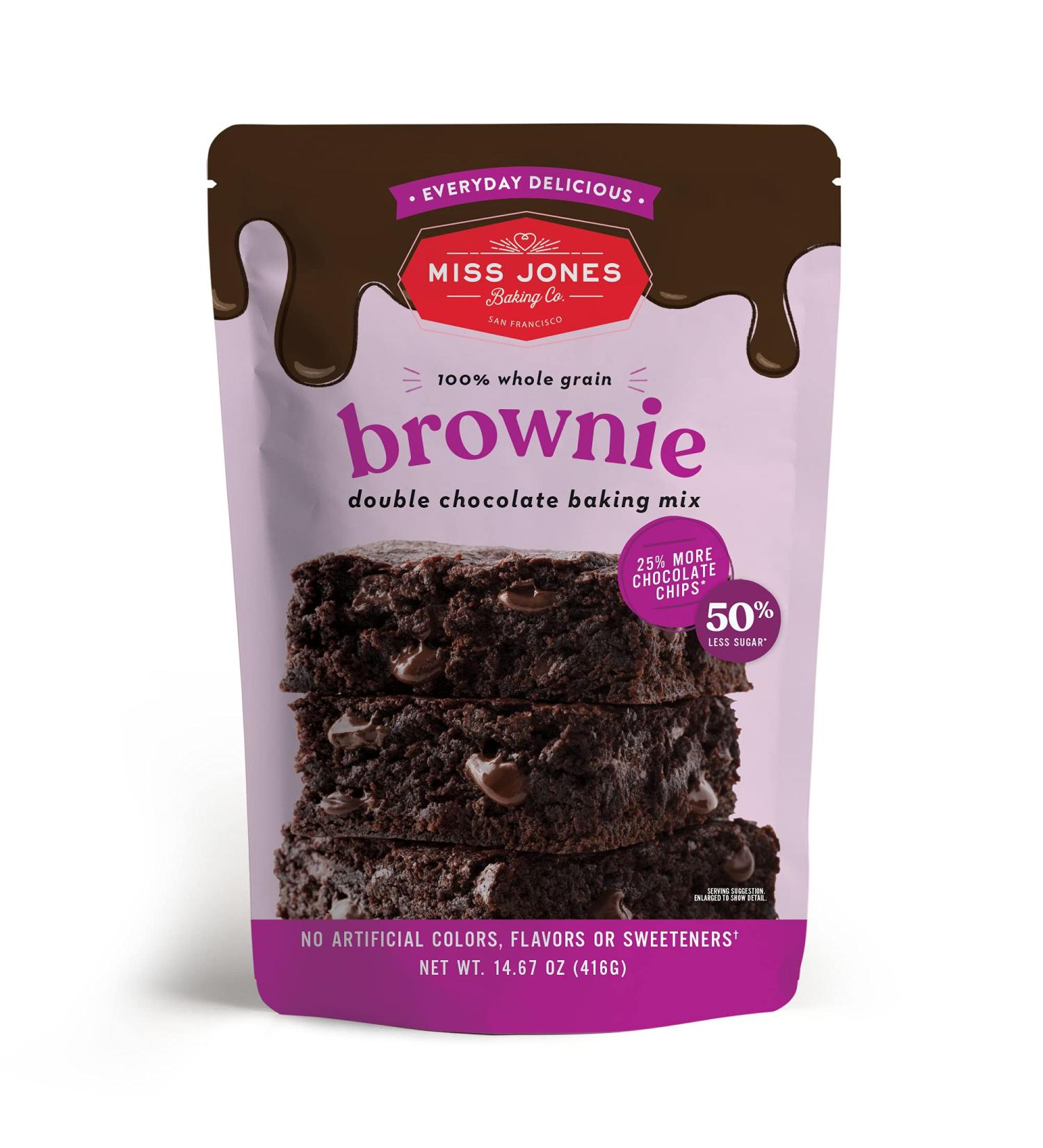 Miss Jones Baking Whole Grain Brownie Mix with More Chocolate Chips - Guilt-Free, Naturally Sweetened Desserts & Treats - 14.67 oz - Buy Online on SooperMarket.com