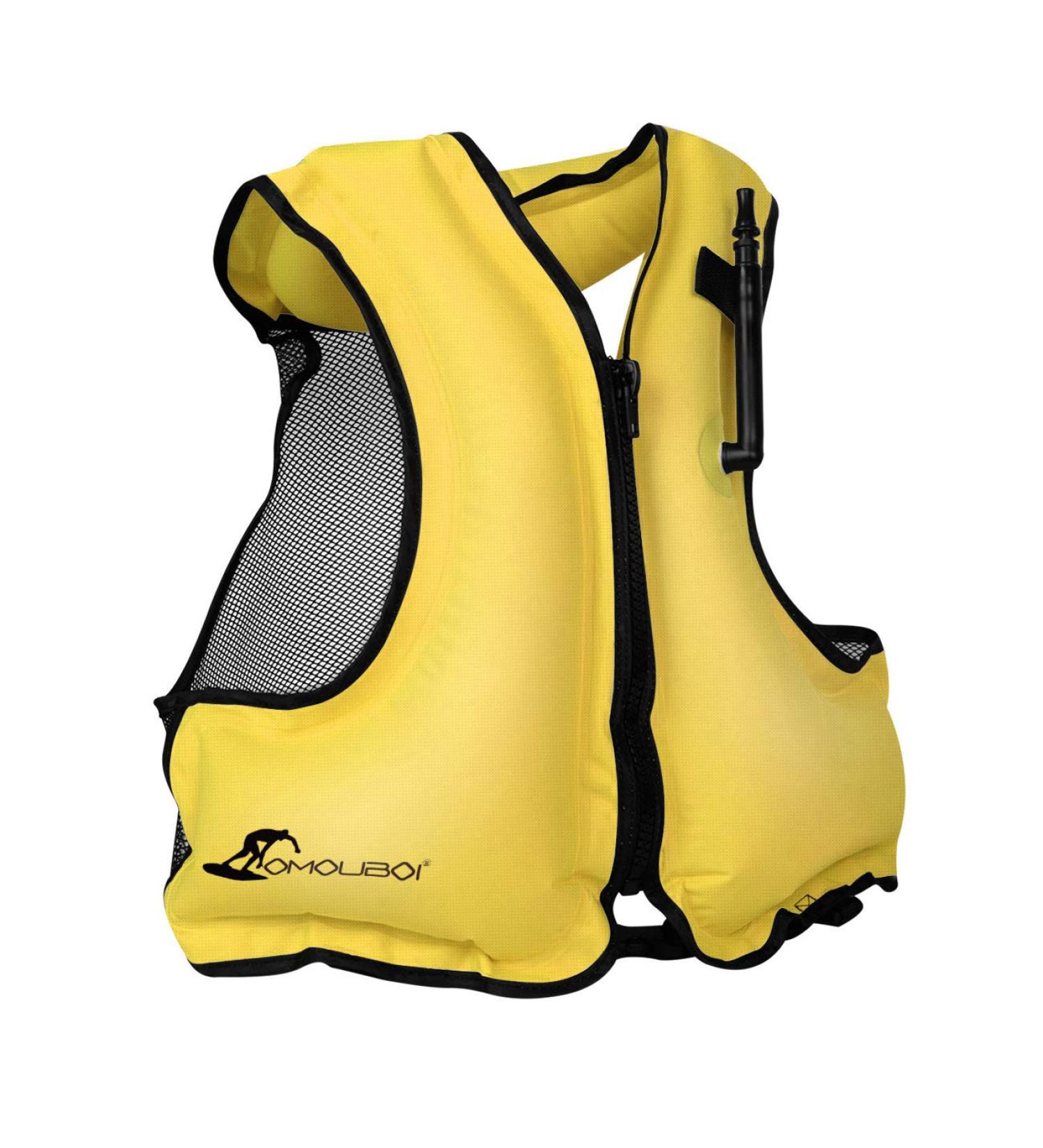 OMOUBOI Inflatable Snorkel Vest Adult Swimming Jacket - Yellow, 90-220 lbs | Dive, Surf, Swim Safely in Water Sports - Buy Online on SooperMarket.com