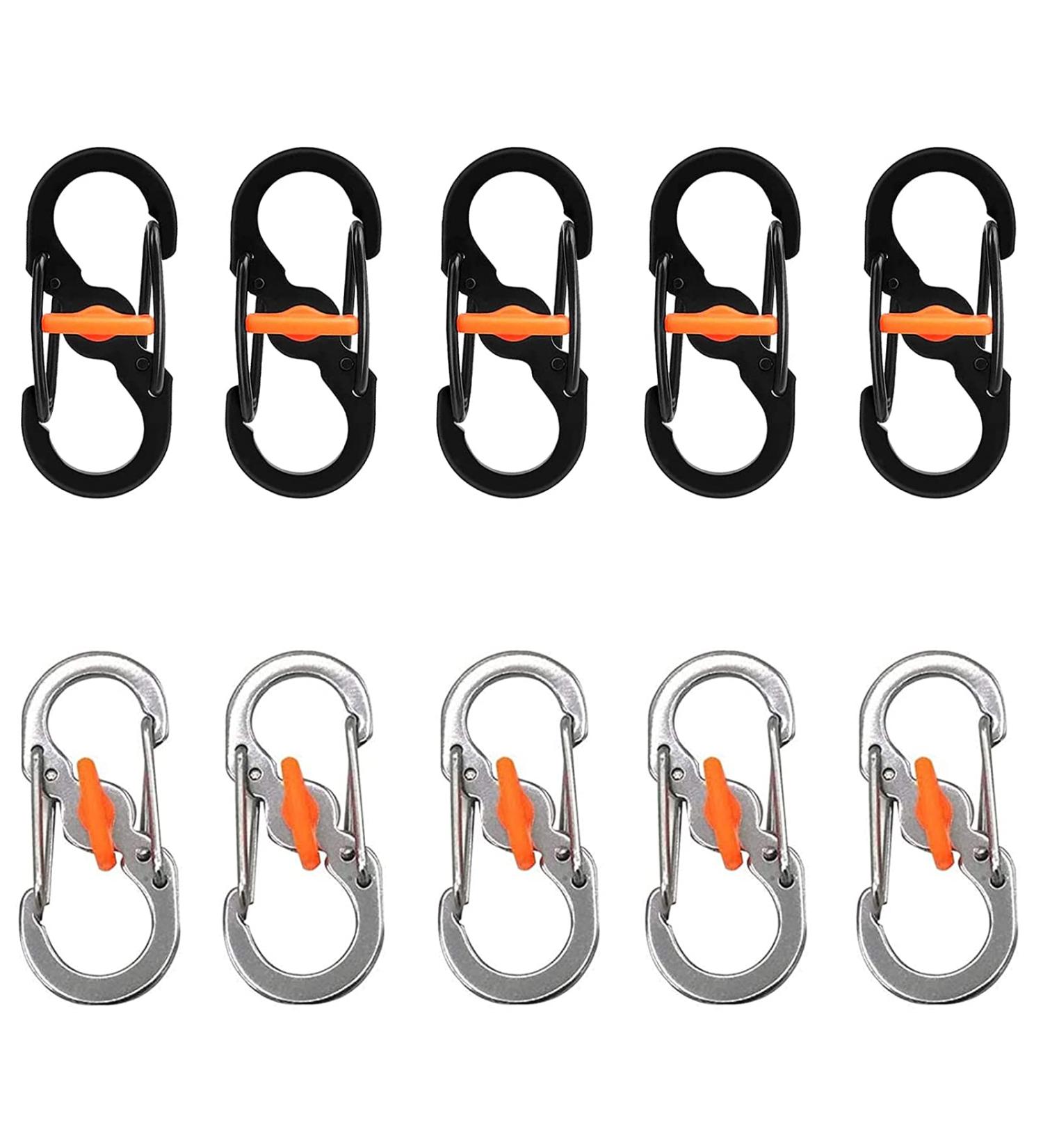 Dher S Outdoor Camping Mini S Clip 10 Pack Stainless Steel S-Shaped Carabiners | Anti-Theft & Anti-Drop Clips for Backpacking & Outdoor Use - Buy Online on SooperMarket.com