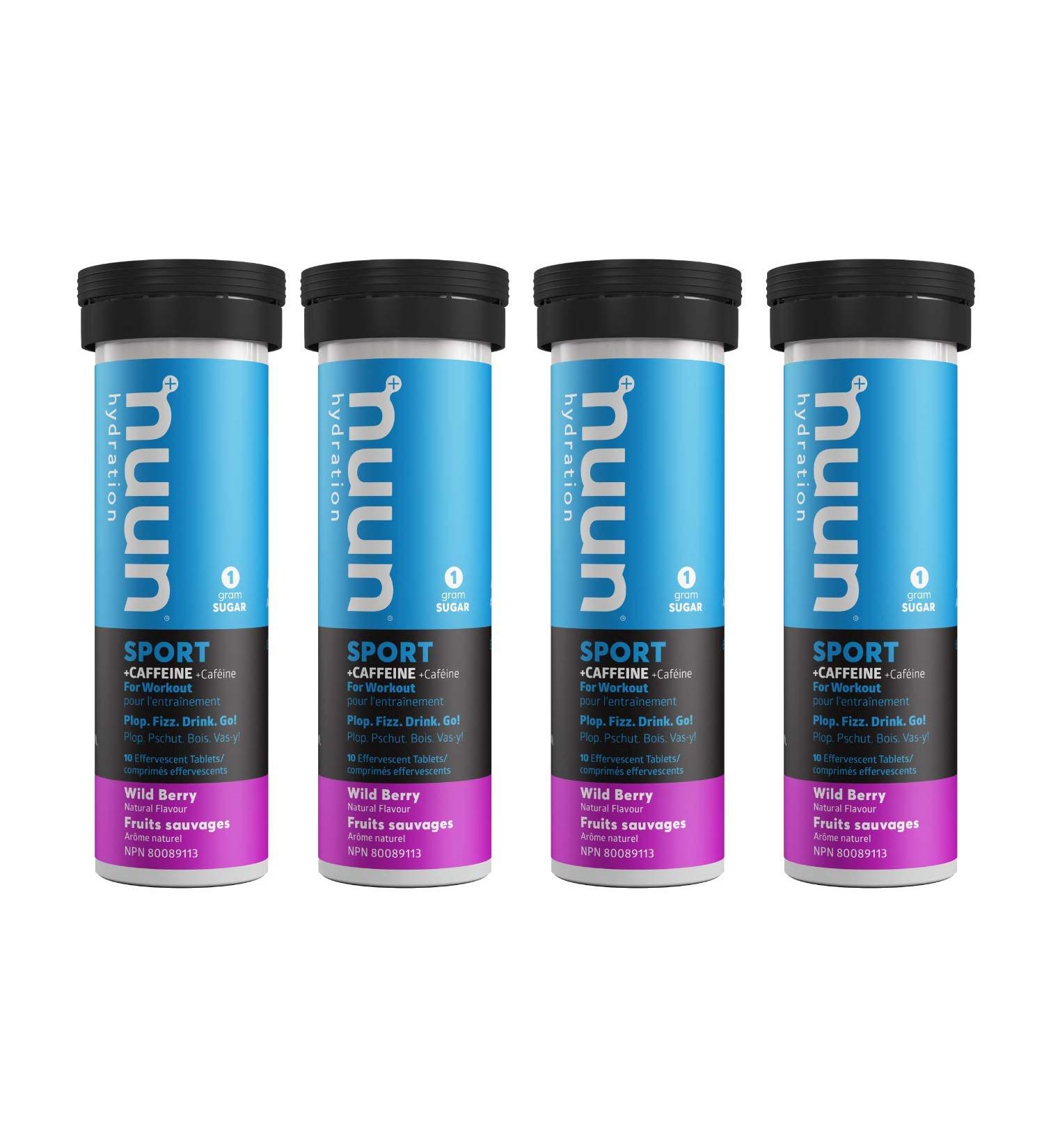 Nuun Sport + Caffeine: Electrolyte Drink Tablets Box of 4 Tubes (40 servings) Wild Berry Electrolyte Hydration Supplement Wild Berry 500 ml (Pack of 4) - Buy Online on SooperMarket.com