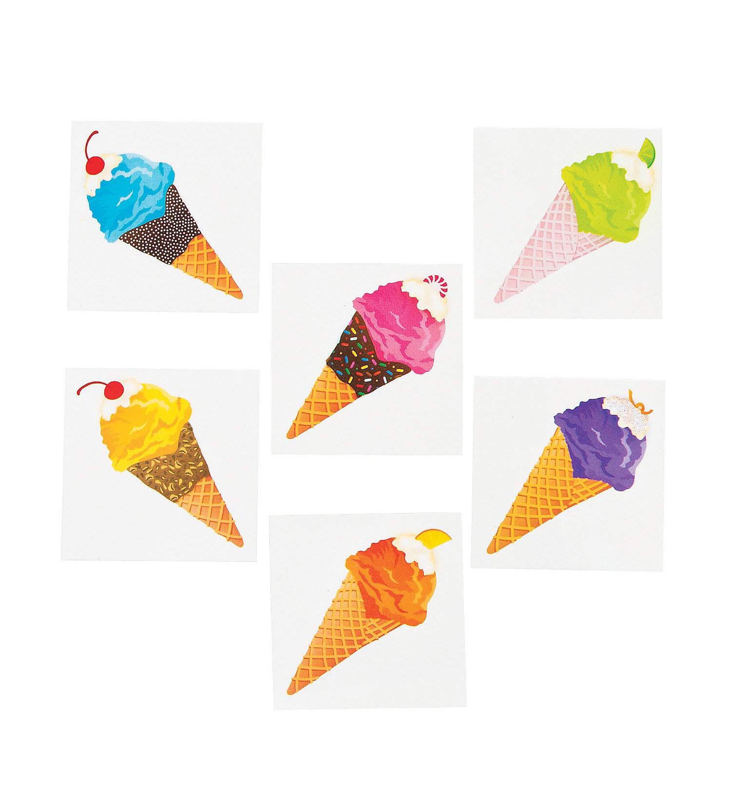 ICE CREAM PARTY TATTOOS (6DZ) - Apparel Accessories - 72 Pieces