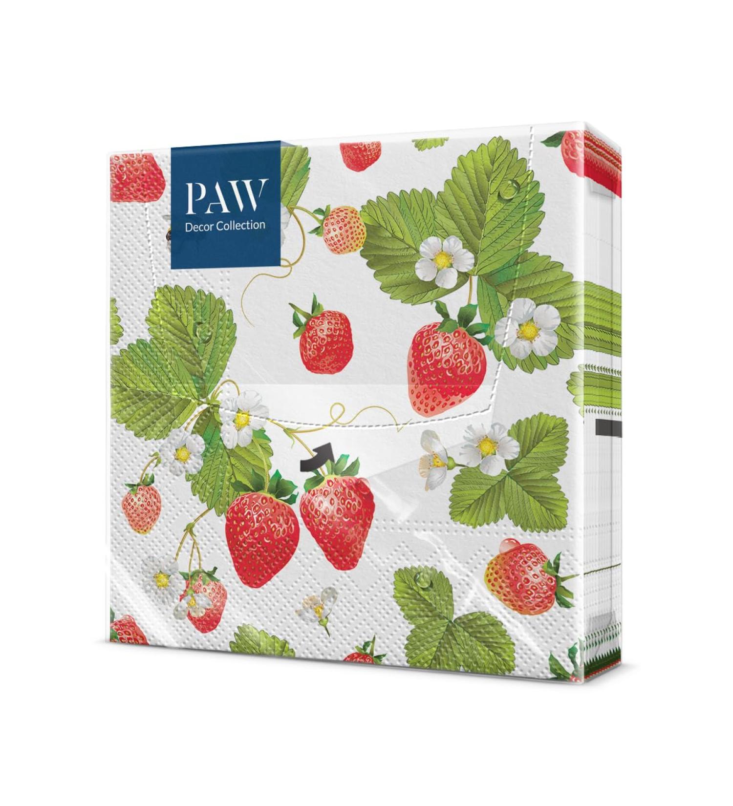 PAW 3-Layer Colorful Fruit Paper Napkins (33x33 cm) - 20 Pack for Birthdays Parties Weddings & Celebrations - Strawberry & Bees Design - Buy Online on SooperMarket.com