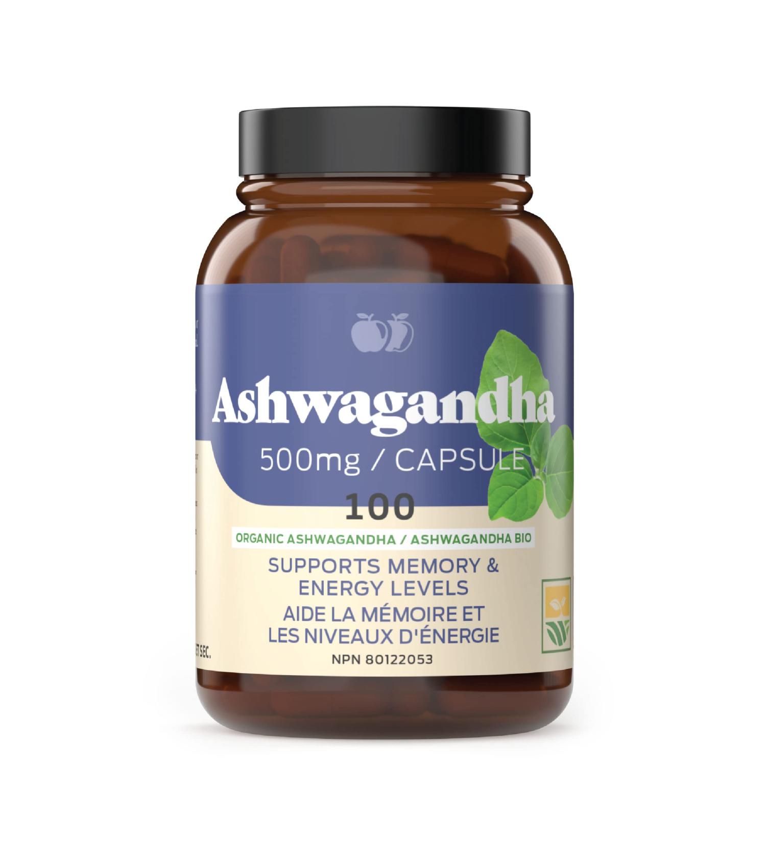 Organic Ashwagandha Capsules - 100 Capsules 500mg Pure Ashwagandha Stress Mood & Energy Support Supplement - Buy Online on SooperMarket.com
