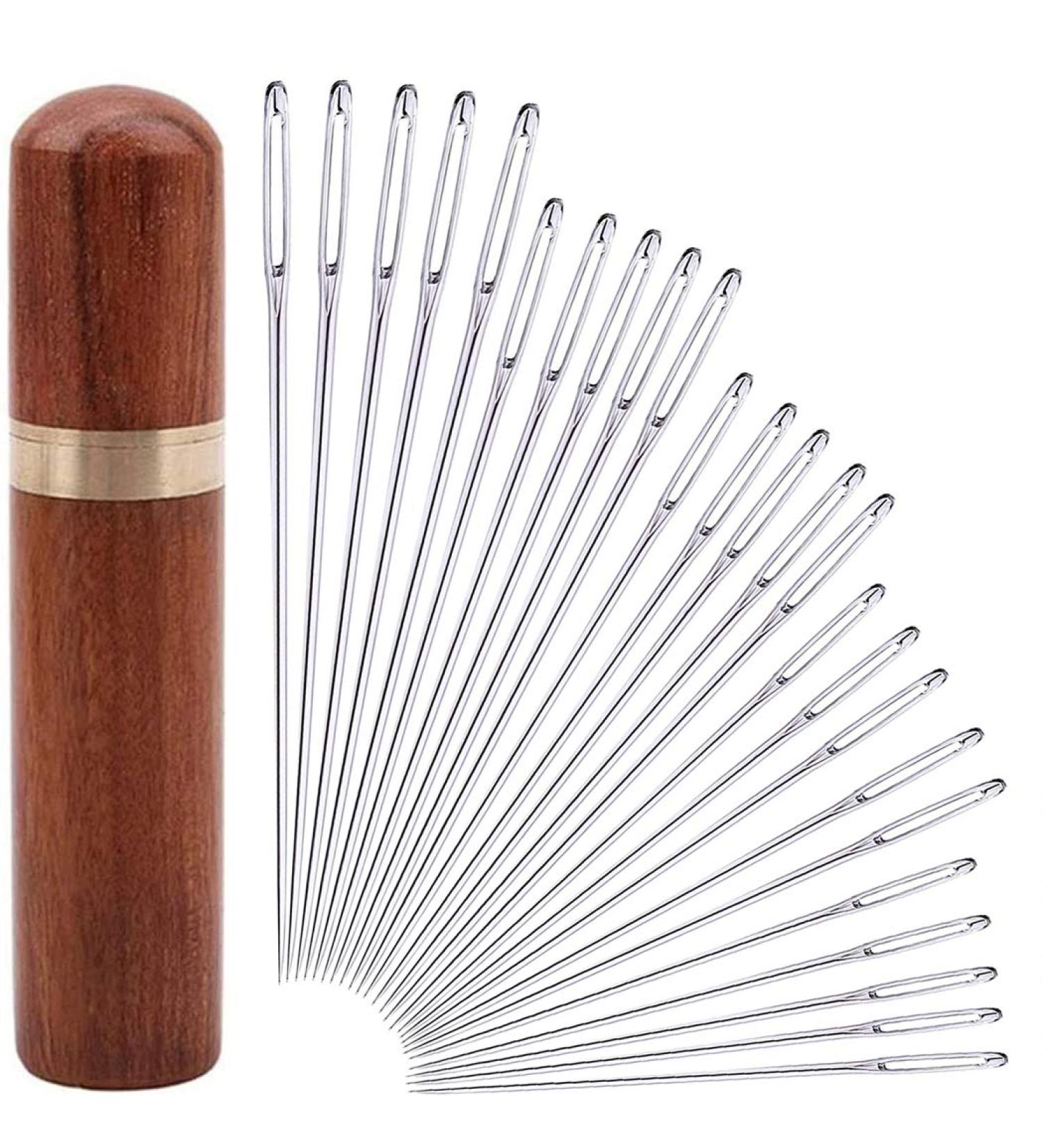 25-Piece Big Eye Hand Sewing Needles Set with Solid Wood Case - Buy Online on SooperMarket.com