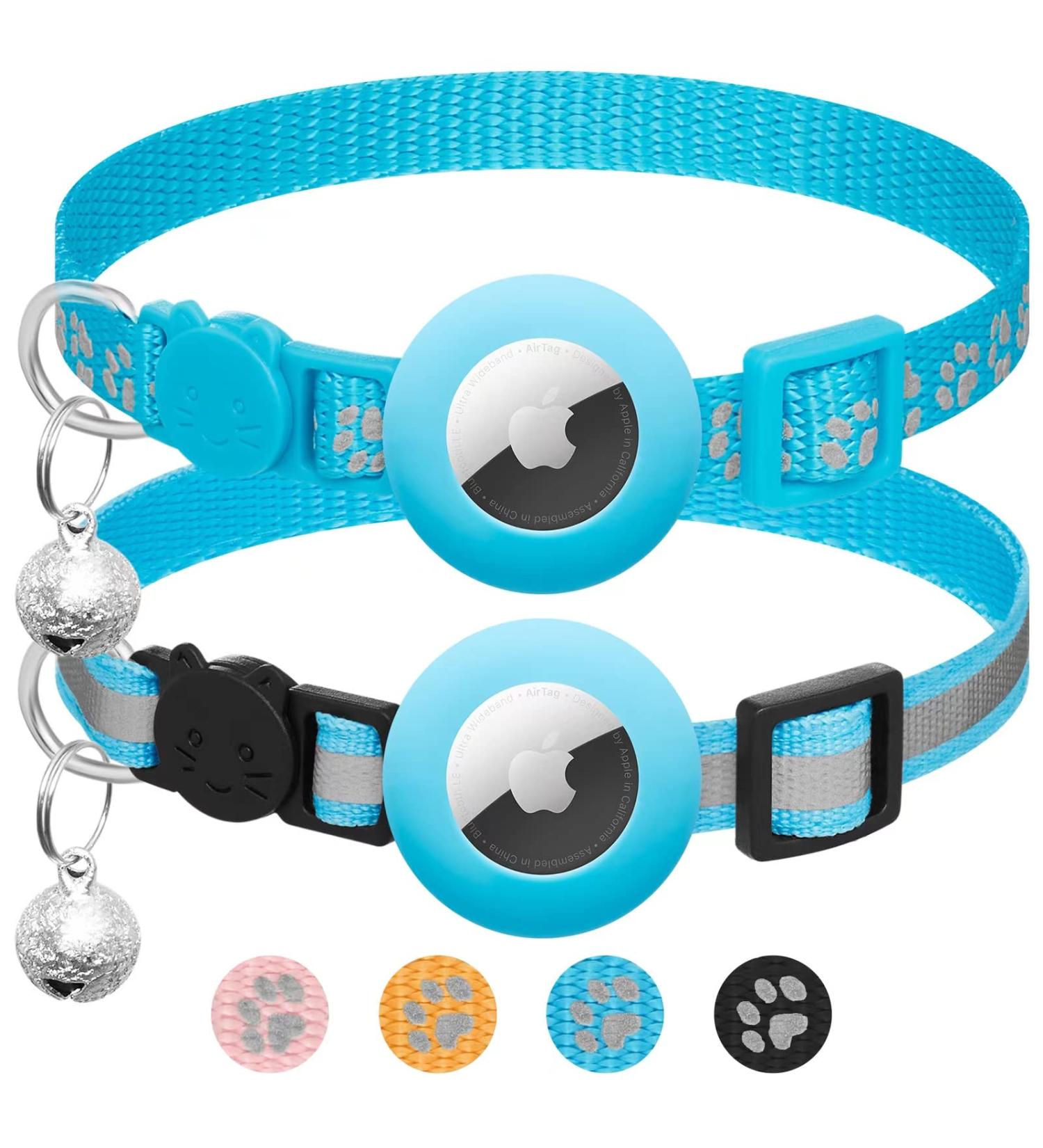 Lafayi 2 Pack Reflective Cat Collar with Airtag Case Adjustable GPS Tracker Personalized with Bell & Safety Lock - Blue - Buy Online on SooperMarket.com