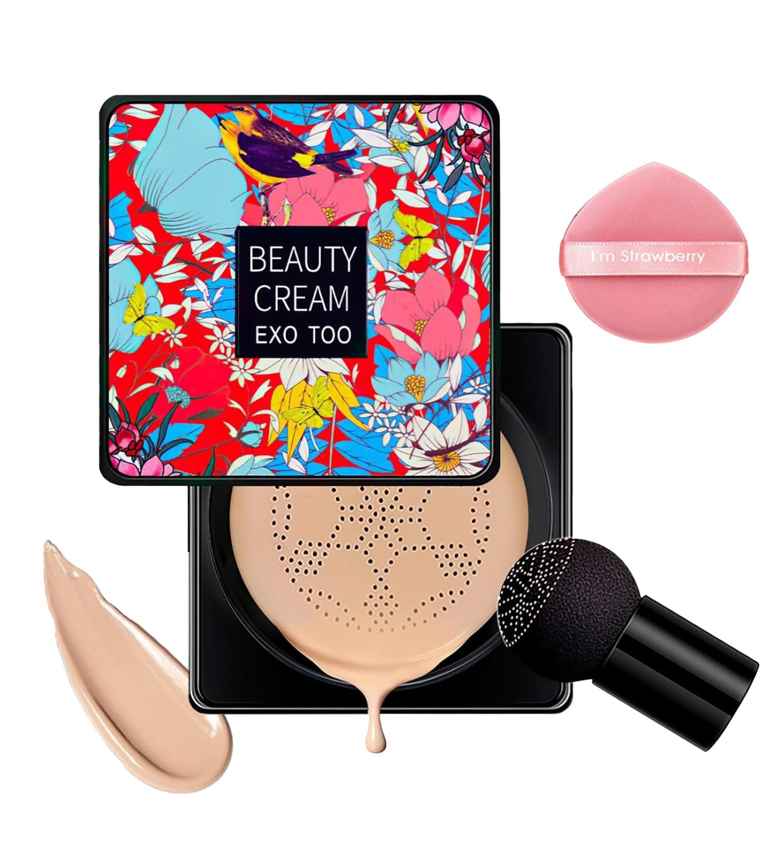 Roinaid CC Cream Cushion Foundation Mushroom Air Cushion CC Cream Beauty Cream Exo Too Cushion Foundation Korean Brightening Long-Lasting Liquid Primer - Buy Online on SooperMarket.com