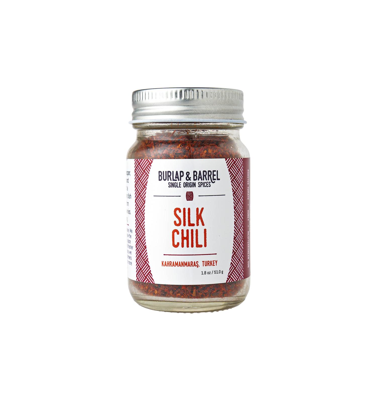 Burlap & Barrel Silk Chili Flakes - Aleppo & Marash Pepper - Medium Spicy Tomato-y Flavor - Great for Pizza - 1.8oz Jar - Buy Online on SooperMarket.com
