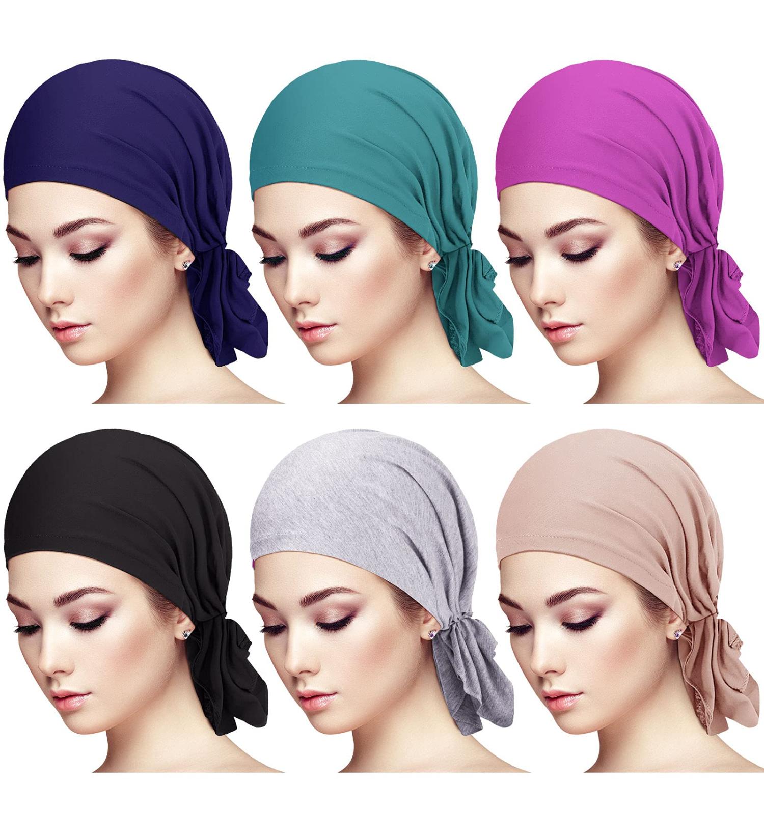 6-Piece Women's Pretied Head Scarves Cancer Turban Hat Set - Soft Color Headwear Collection - Buy Online on SooperMarket.com