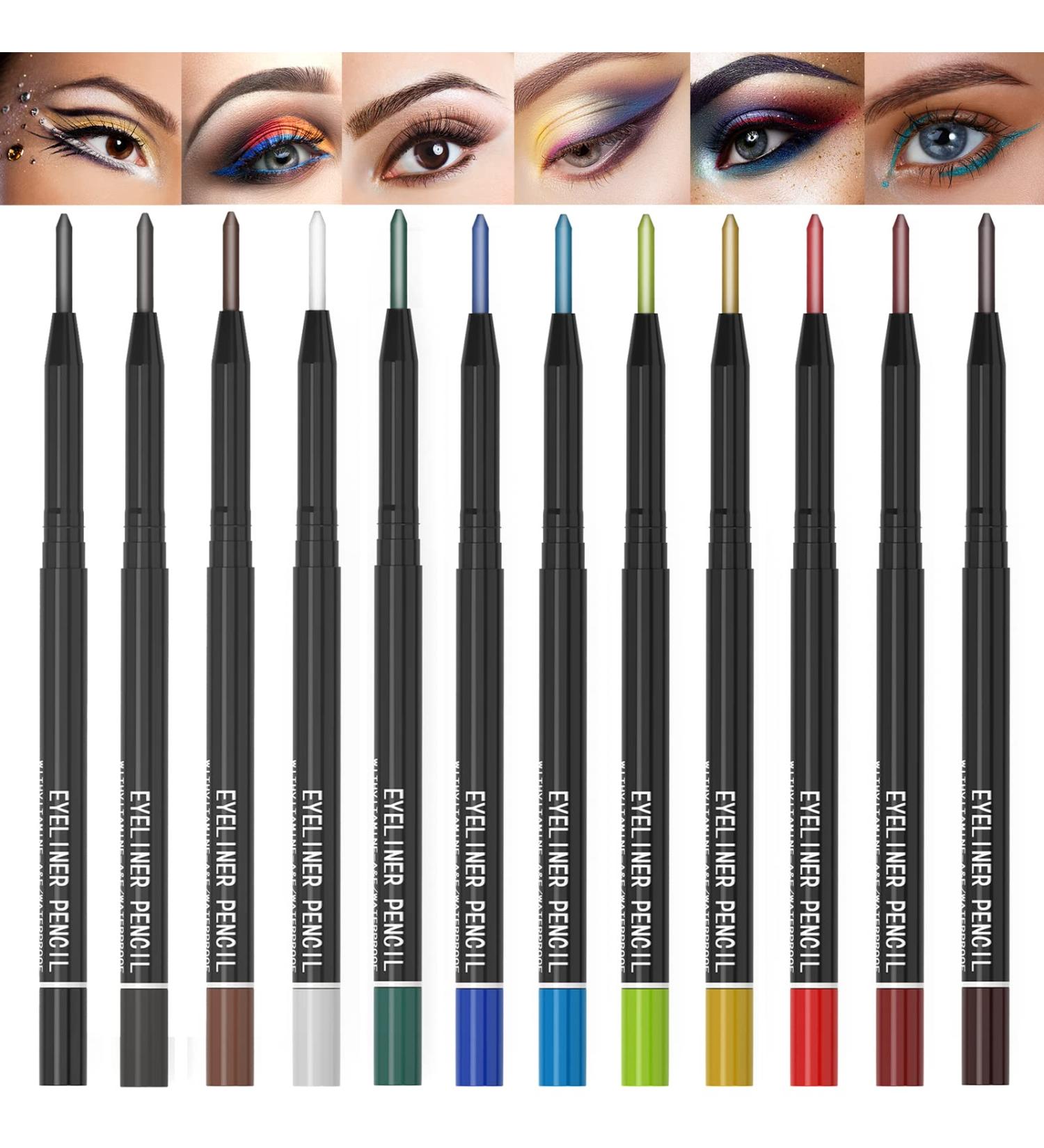 KAIQIKAIXI 12 Pieces Multicolor Eyeliner, Eyebrow, Eye Shadow, Lip & Lid Pen Makeup Set - Professional Beauty Tool Kit - Buy Online on SooperMarket.com