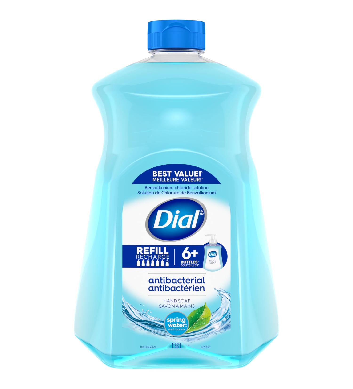 Dial Antibacterial Liquid Hand Soap Refill Spring Water 1.53L Blue - Buy Online on SooperMarket.com