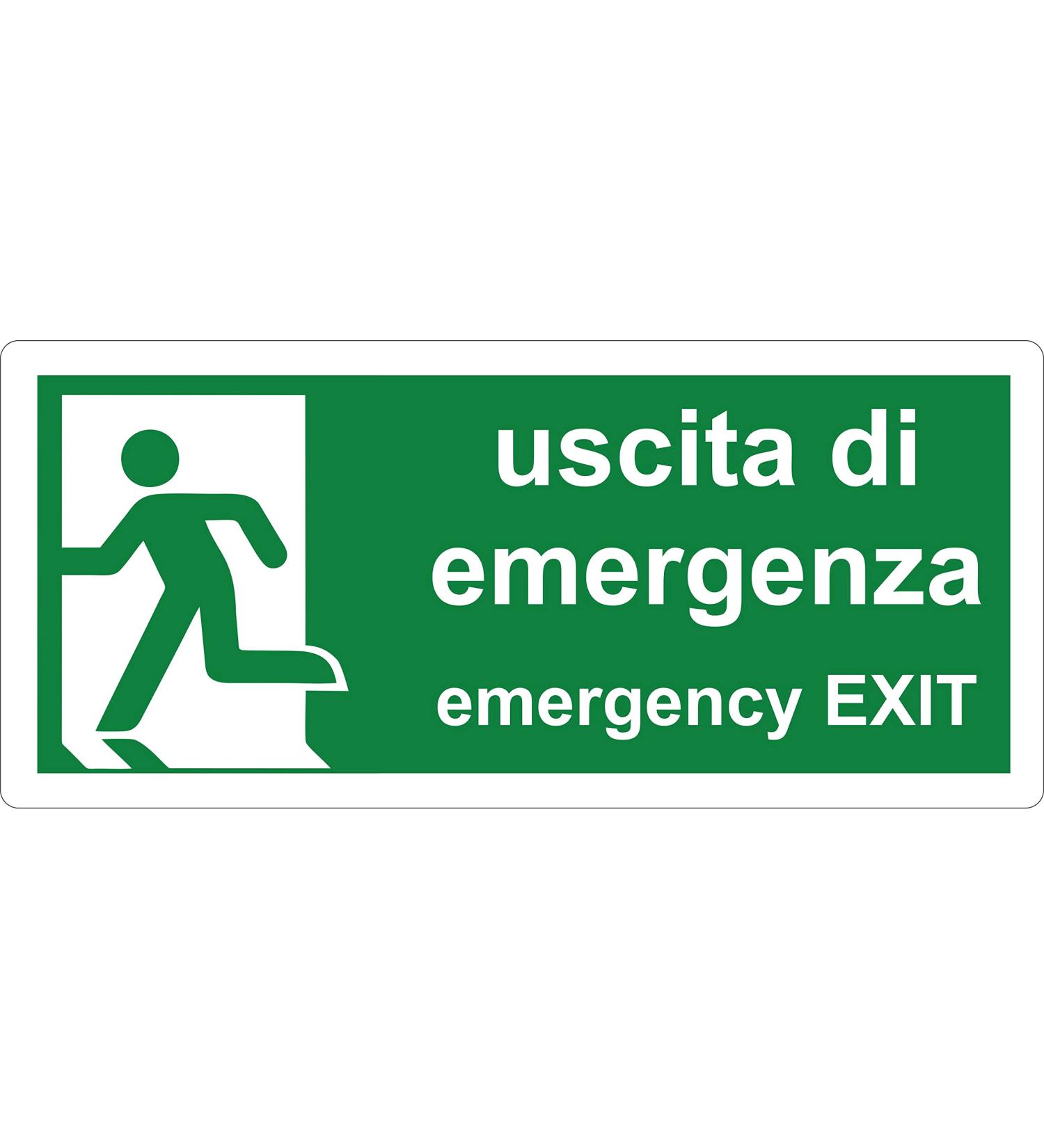 Pubblimania Emergency Exit Sticker - Durable PVC for Indoor/Outdoor Use (29cm x 13cm) | International Shipping Available - Buy Online on SooperMarket.com
