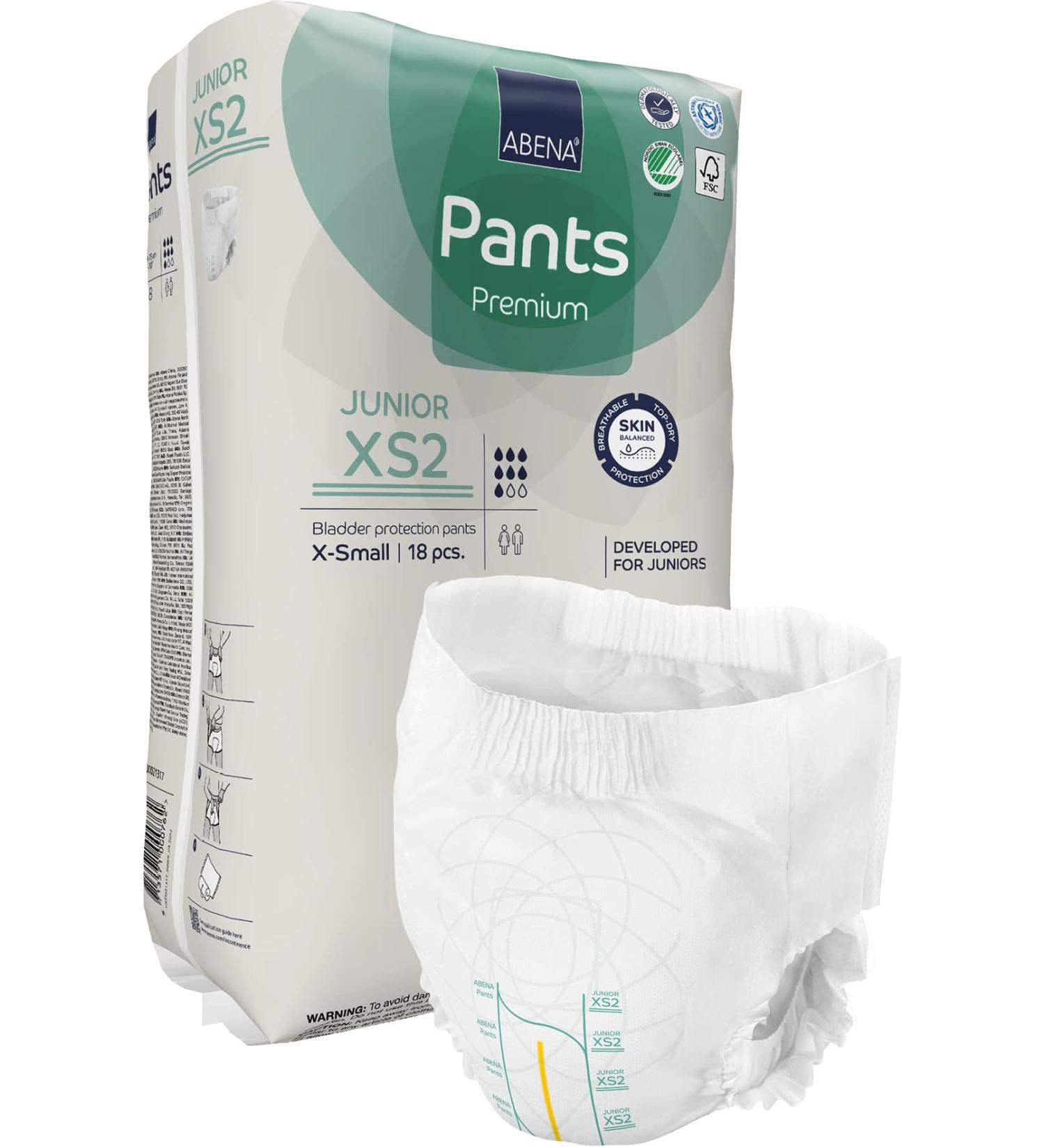 Abena XS2 Junior Nappies | Eco-Friendly & Leak-Proof Nappy Pants | Size 7 (Age 5-15) | 14PK - Buy Online on SooperMarket.com