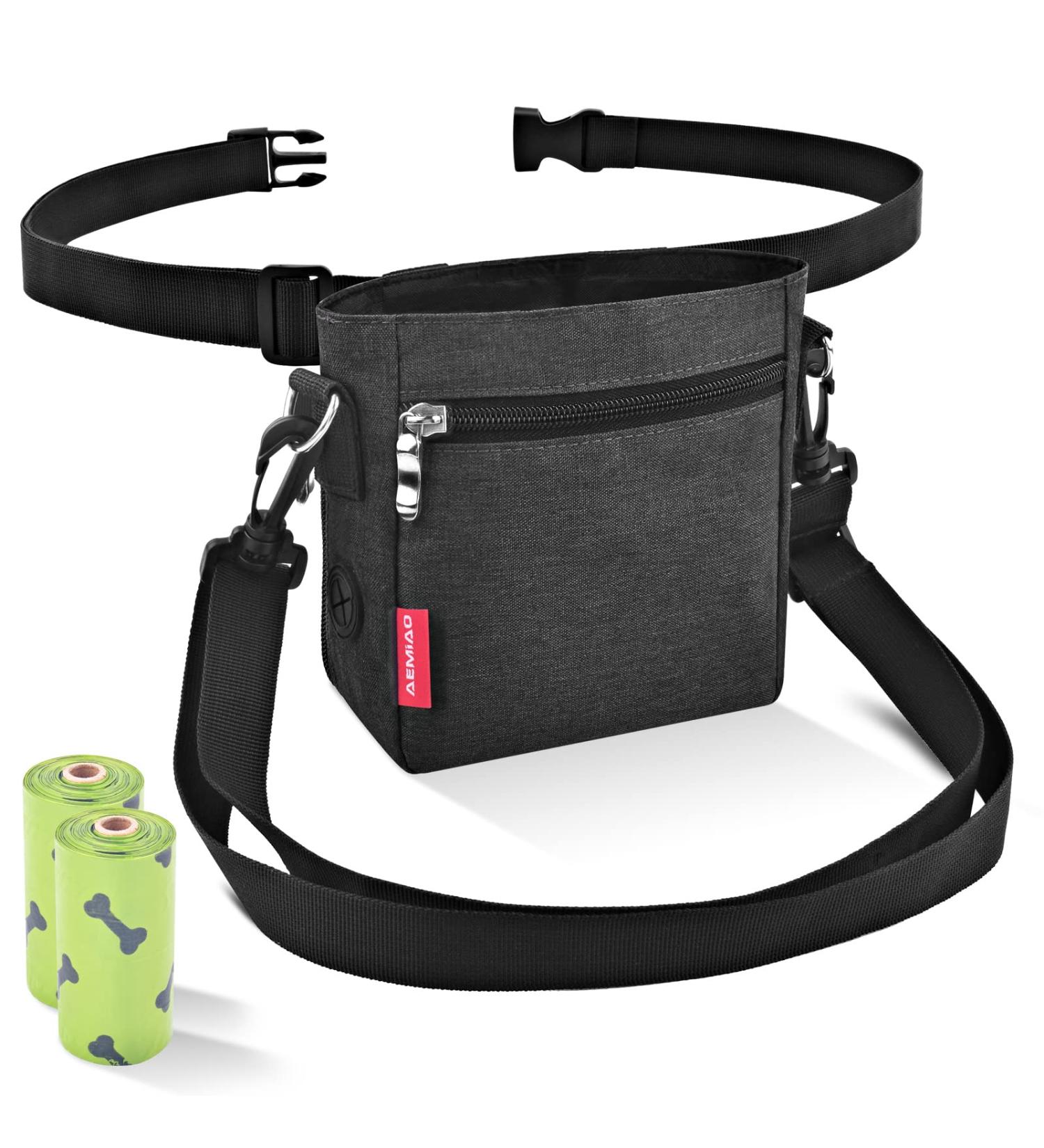 AEMIAO Dog Treat Pouch with Magnetic Closure & Poop Bags - Hands-Free Training Bag, Adjustable Belt - Dark Grey - Buy Online on SooperMarket.com