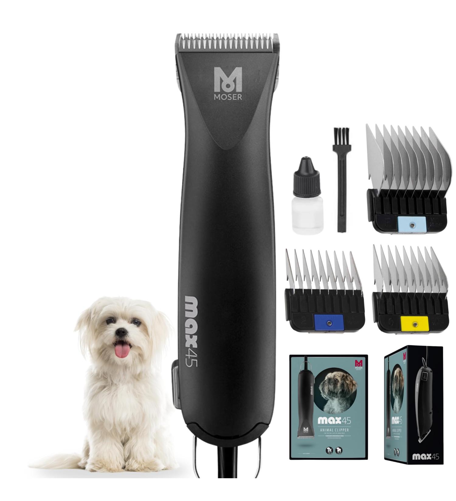 Moser Max 45 Dog Clipper - Powerful 2-Speed Animal Hair Cutter & Trimmer for Dogs Cats & Paws - 3 Attachment Sets - Buy Online on SooperMarket.com