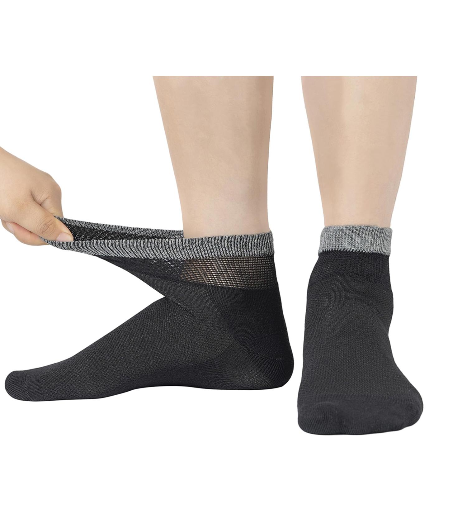 Yomandamor Bamboo Diabetic Socks for Men - 6 Pairs, Size 10-13, Lightweight & Seamless Ankle Socks in Black - Buy Online on SooperMarket.com