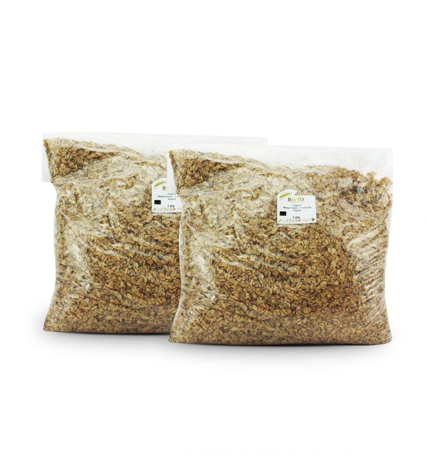 Organic Wheat Flakes Toasted Malted 5kg (BWFO)
