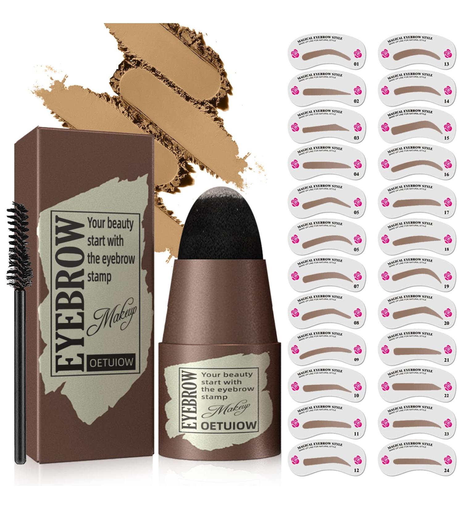 Eyebrow Stamp Stencil Kit - 24 Reusable Stencils for Perfect Natural Brow Shaping - Long-Lasting Waterproof Trio Kit in Blonde - Buy Online on SooperMarket.com