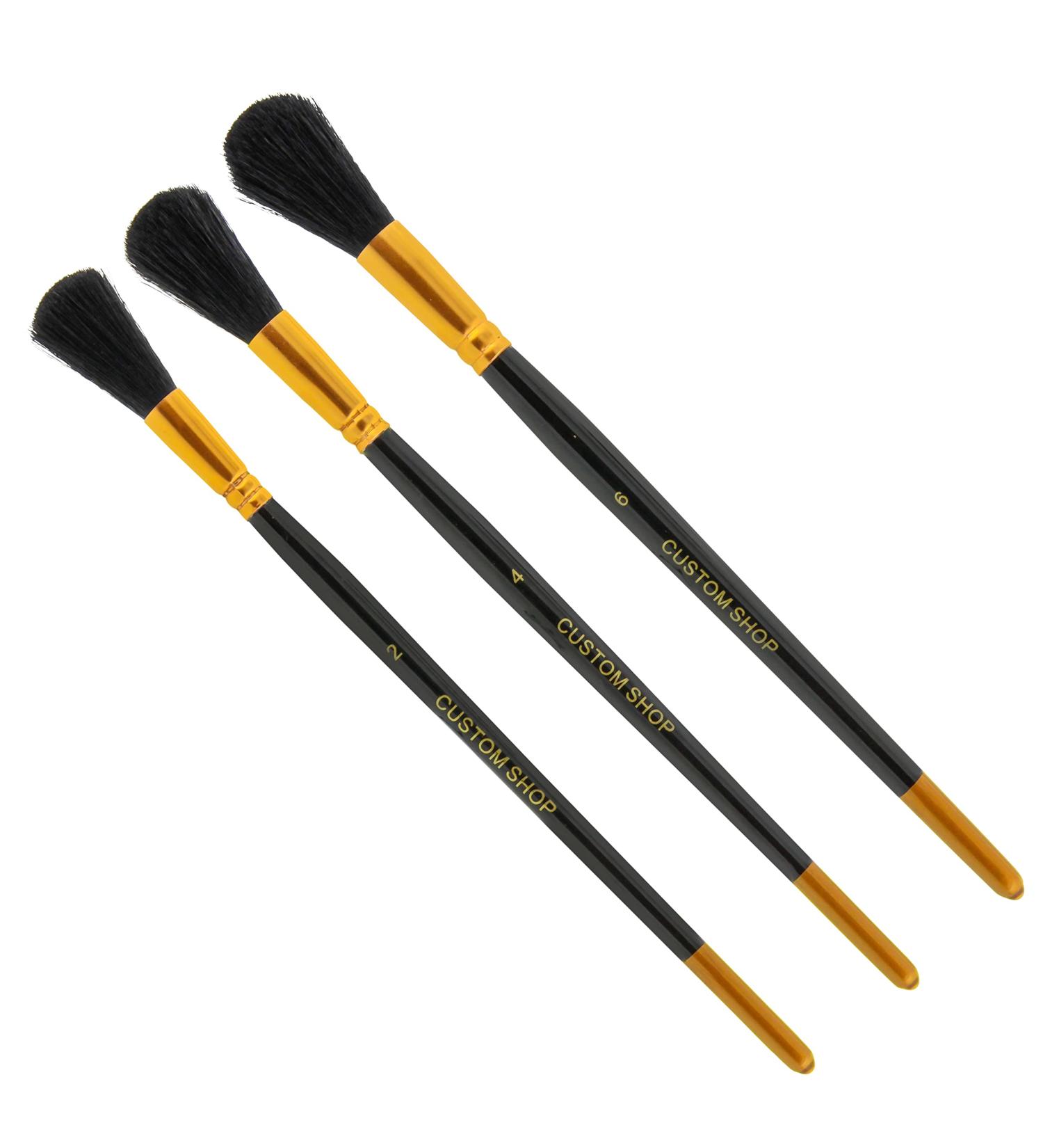 Custom Shop Gilders Mop Dusting Brush Set - Professional Grade Black Goat Hair Brushes - Set of 3 Sizes 2, 4 & 6 - Wooden Handles for Dusting Gold Leaf Guilding & Sign Lettering - Buy Online on SooperMarket.com