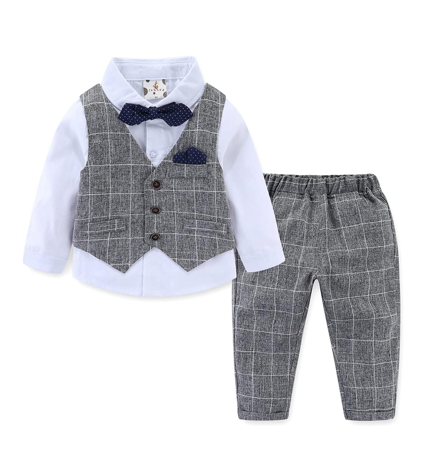 Famuka Baby Boys Gentleman Suits Tuxedo Set in Grey - Size 110 - Buy Online on SooperMarket.com