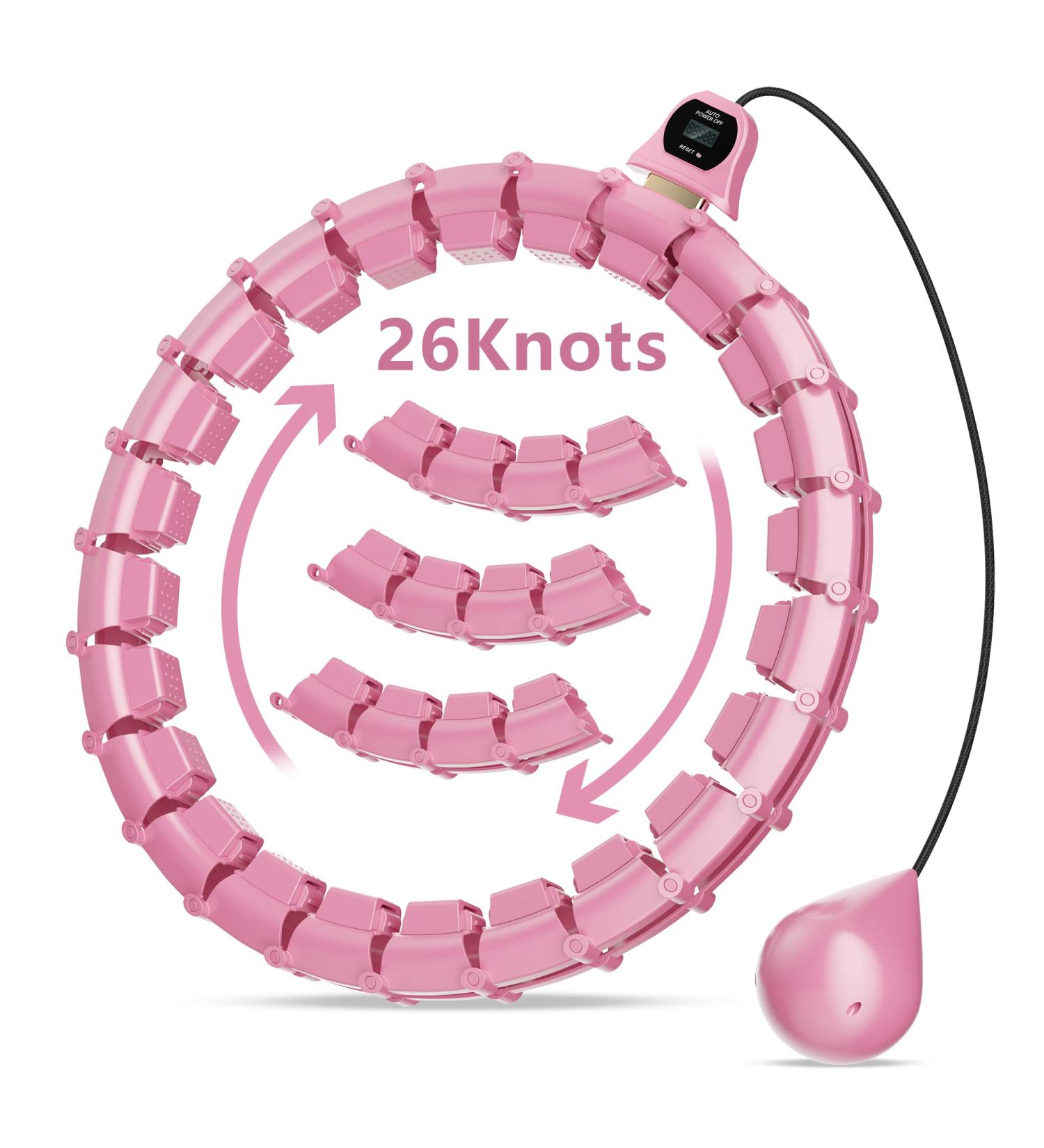 UNTIL Weighted Hula Fit Hoop Plus Size for Adults - 3rd Gen Noiseless Fitness Hoop with Counter - 26 Detachable Links - 2-in-1 Abdominal Fitness Massage - Pink - Buy Online on SooperMarket.com