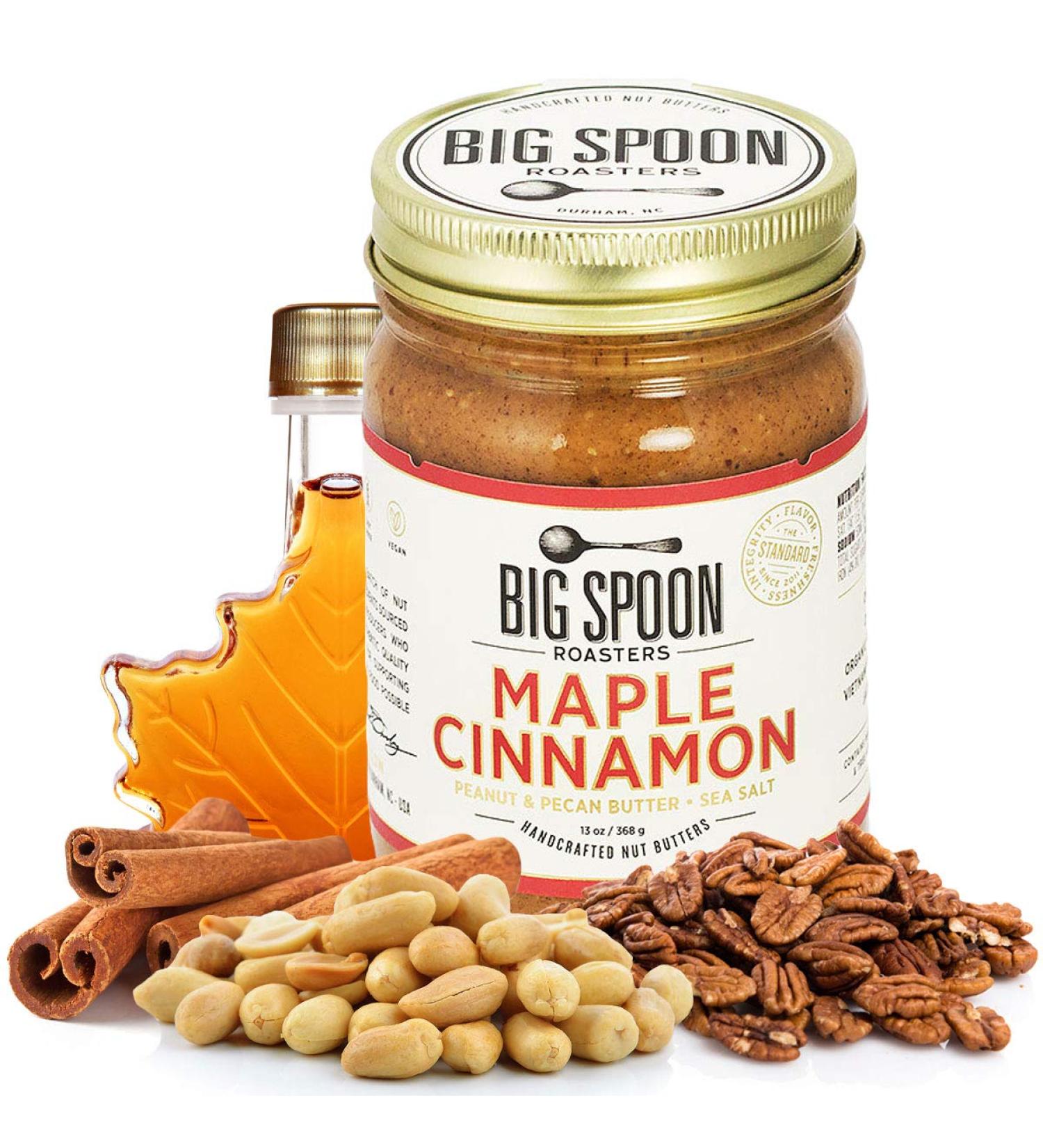 Big Spoon Roasters Maple Cinnamon Peanut & Pecan Butter - Organic Low Sugar Creamy Nut Butter - Keto Vegan Palm Free - 13 oz - Buy Online on SooperMarket.com