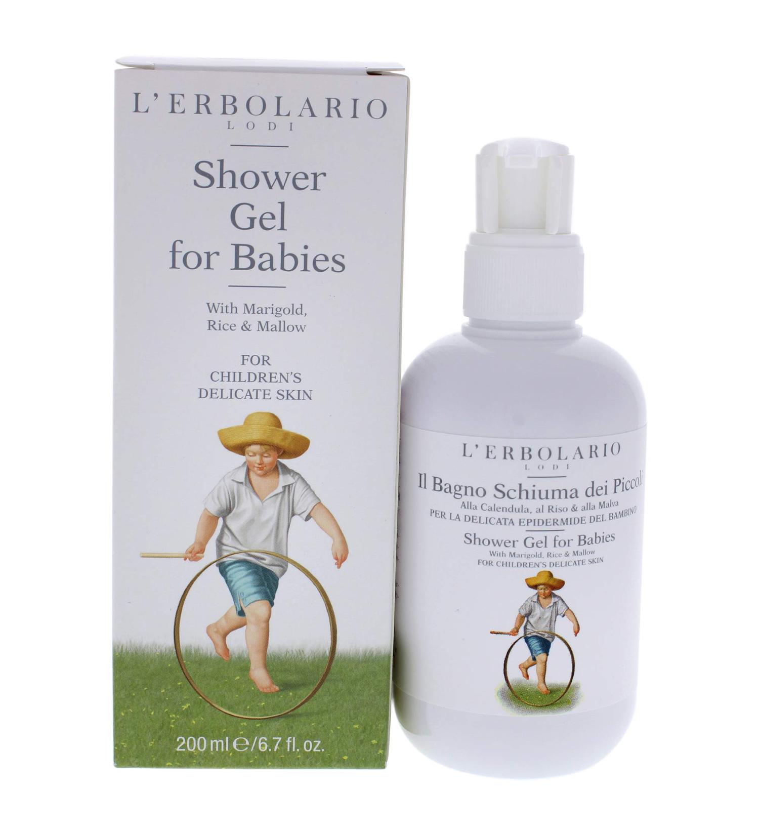L'Erbolario Shower Gel for Babies - Gentle Cleansing for Sensitive Skin - Enriched with Rice Proteins - 6.7 Oz - Buy Internationally - Buy Online on SooperMarket.com