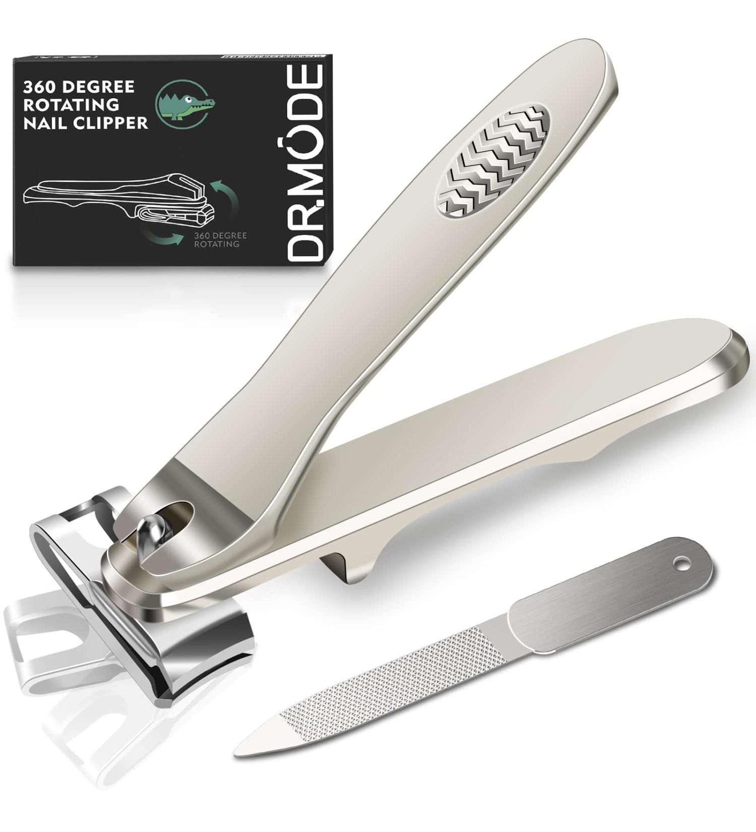 Dr. MODE Easy Grip 360 Rotary Toenail Clippers for Men Seniors - Ultra Sharp Stainless Steel Nail Cutters with Long Handle and Nail File - Buy Online on SooperMarket.com