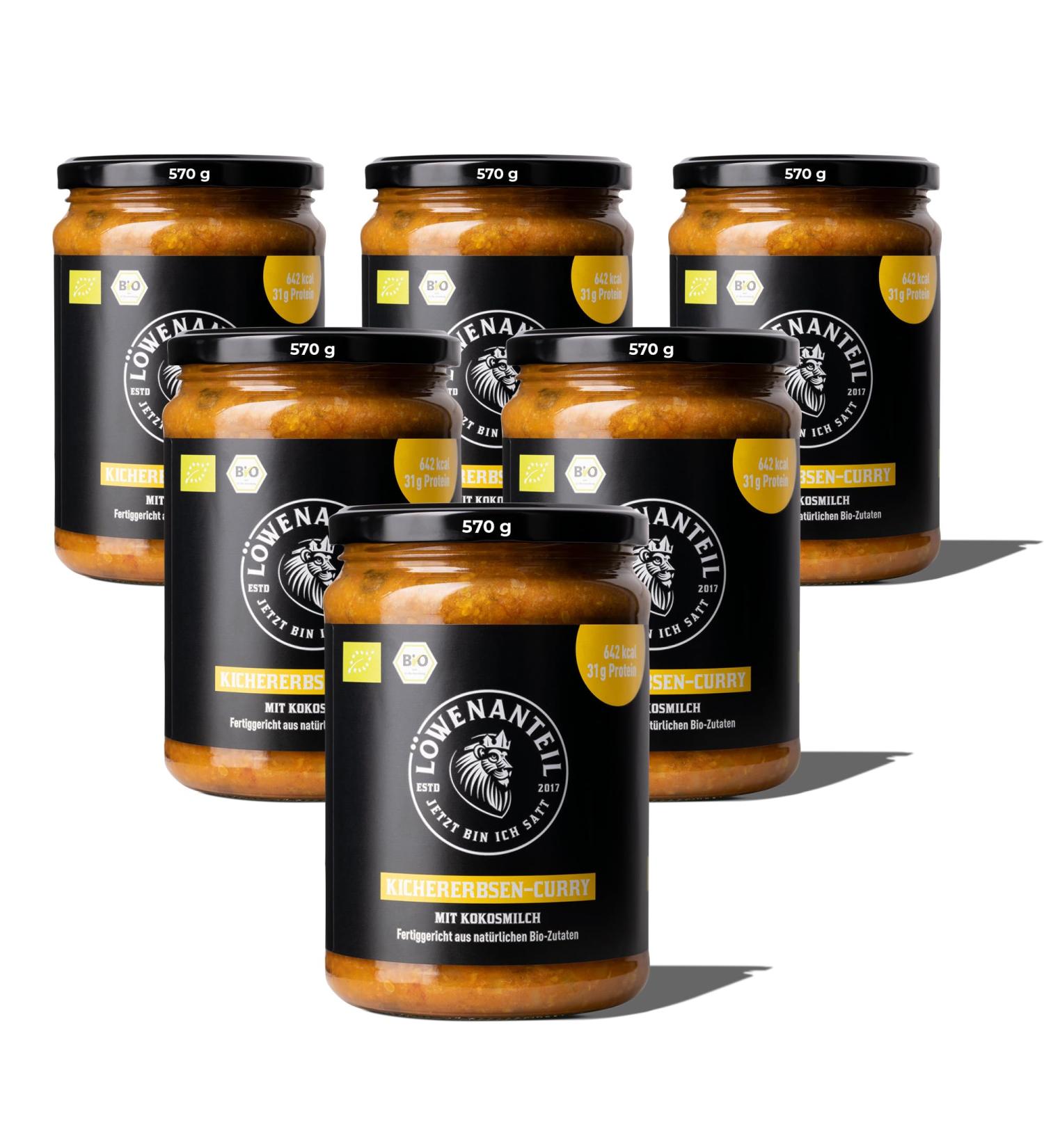 Organic Chickpea Curry Stew with Coconut Milk & Hemp Seeds - Gluten-Free No Added Sugar - 570g Ready Meal - High Protein & Carbs - Lion Content - Buy Online on SooperMarket.com