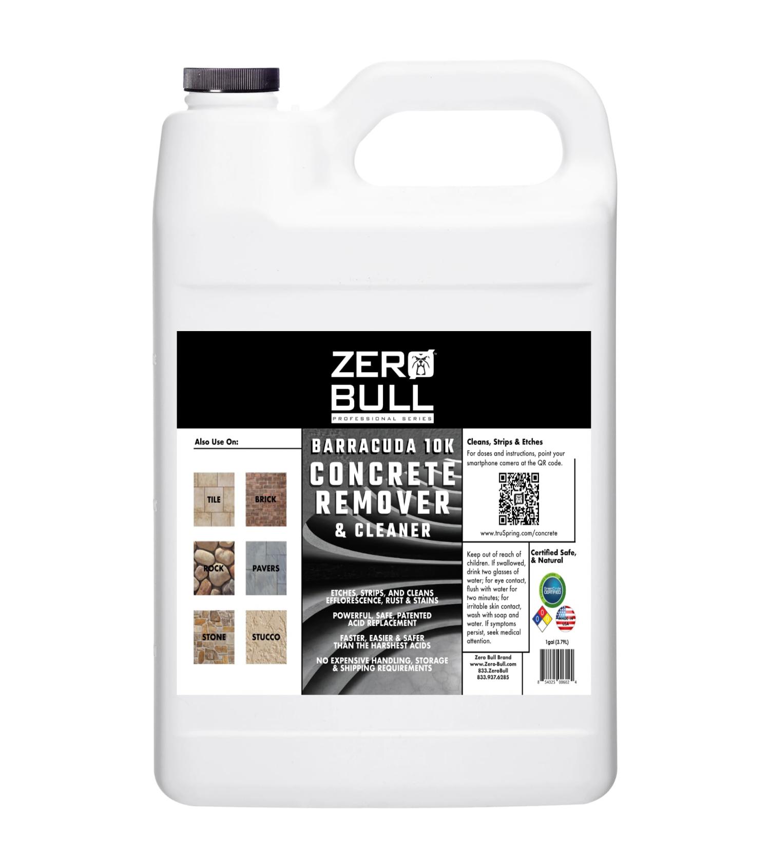 Zero Bull Concrete & Rust Remover | 1 Gallon Concentrate - Cleans & Etches Up to 40 Gallons - Buy Online on SooperMarket.com