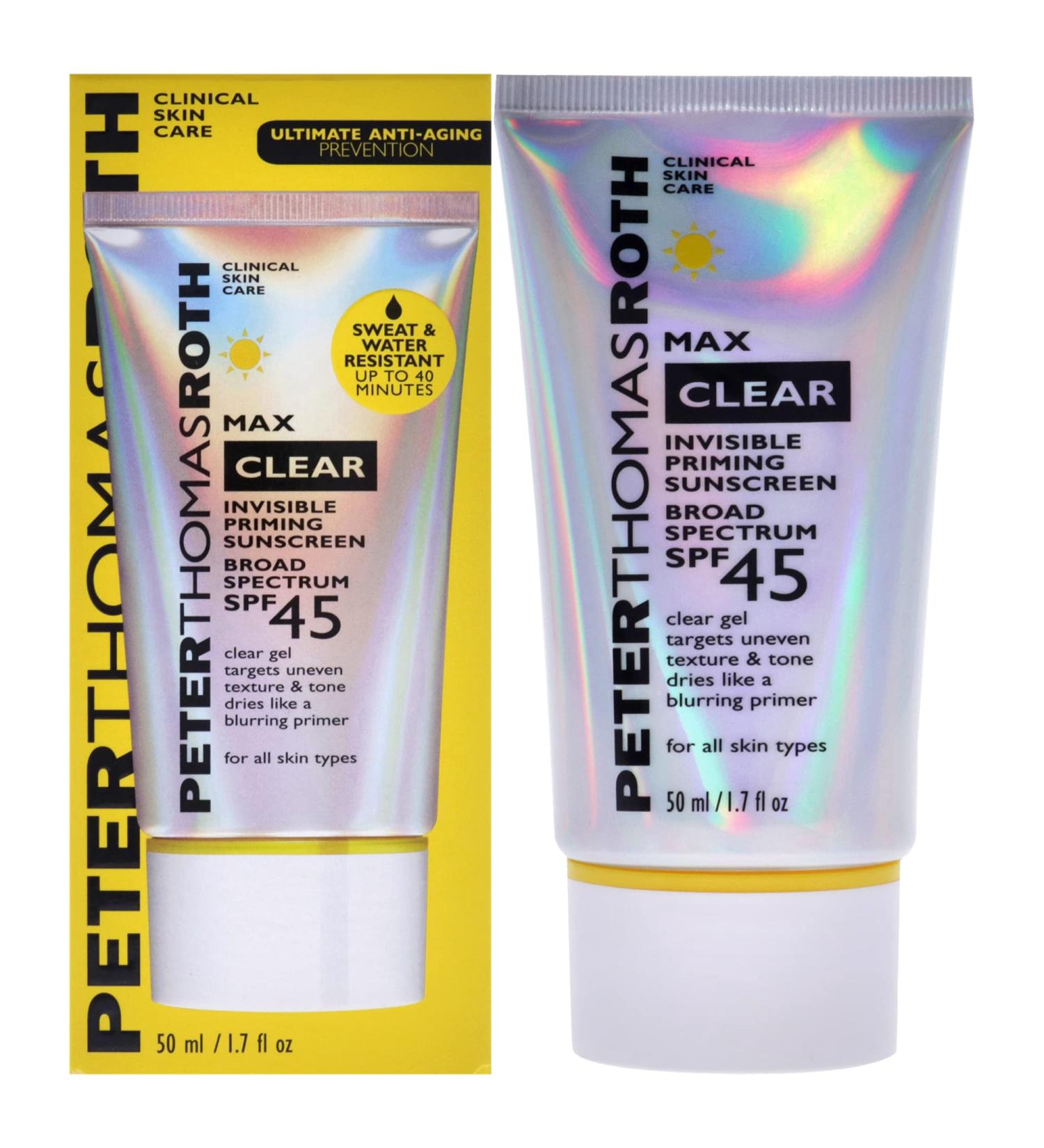 Peter Thomas Roth Max Clear Invisible Sunscreen SPF 45 Primer | Water-Resistant Gel Formula with Silky Finish | 1.7 fl. oz - Buy Online on SooperMarket.com
