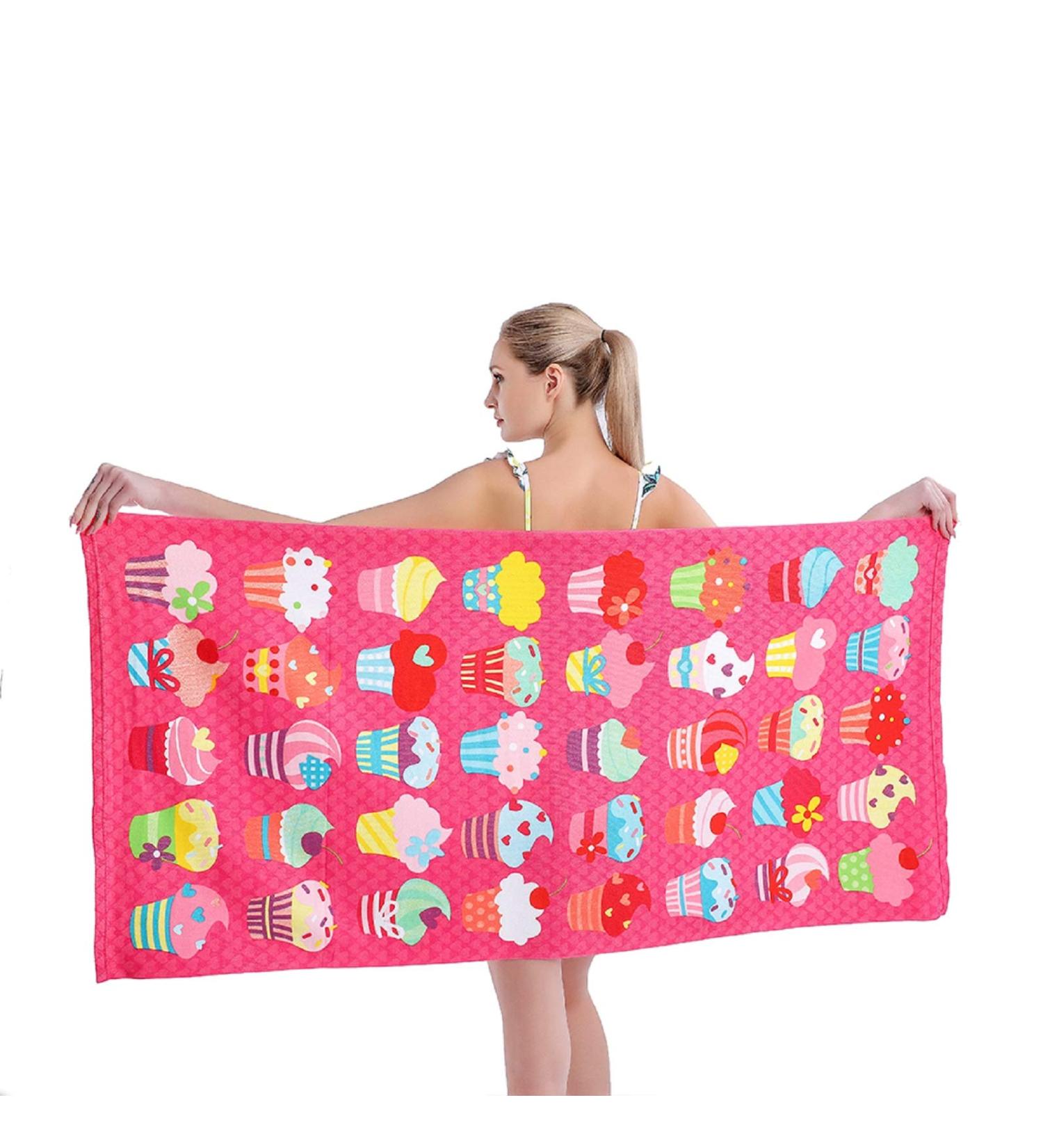 Auxory 30x60 Microfiber Beach Towel for Travel - Quick Dry, Sand Proof, Super Absorbent - Ice Cream Design - Ideal for Swimmers, Men, Women, Kids - Buy Online on SooperMarket.com