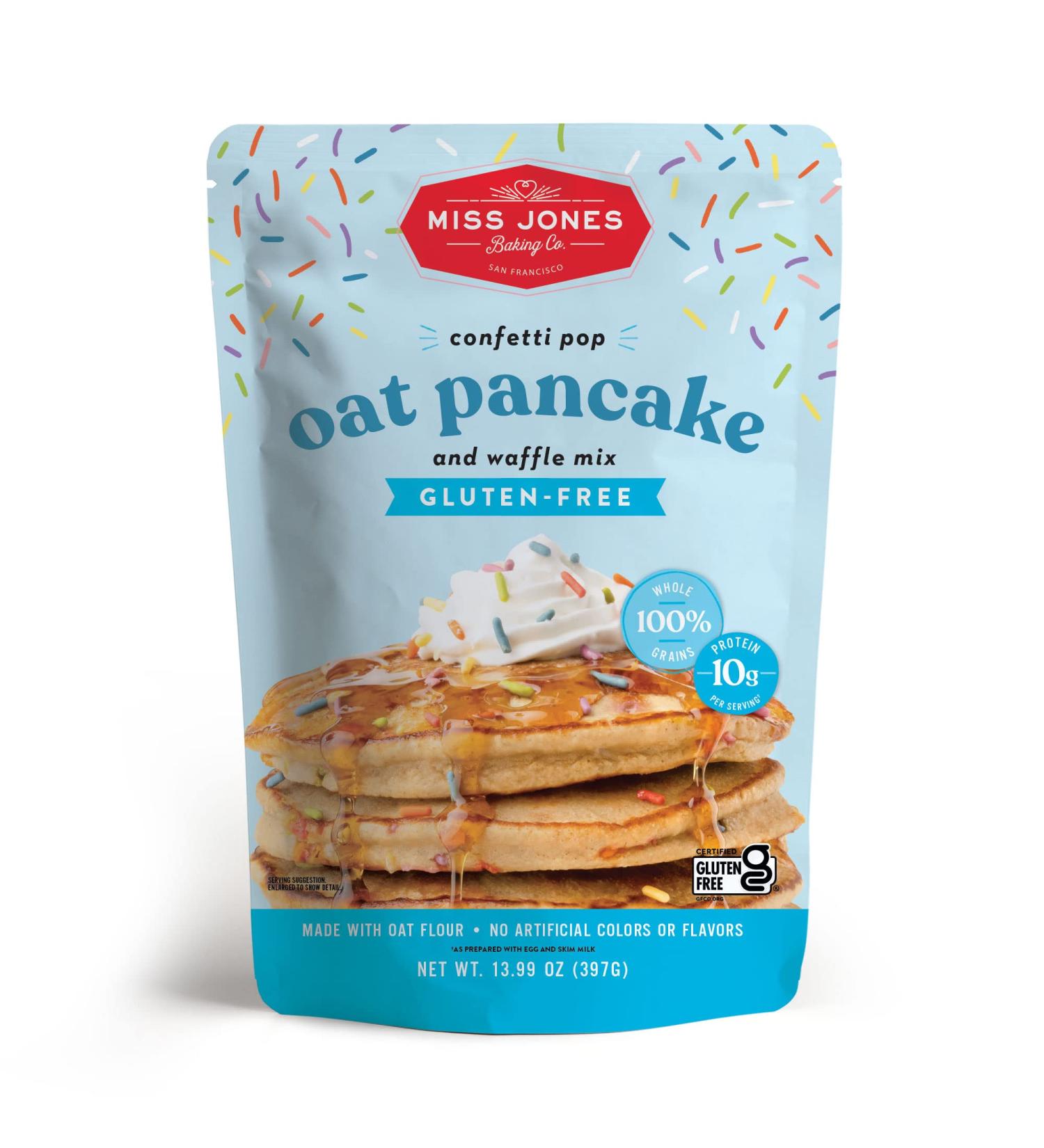 Miss Jones Baking Confetti Pop Oat Pancake and Waffle Mix - Gluten Free, 10g Protein, 100% Whole Grains - 13.99 oz - Buy Online on SooperMarket.com