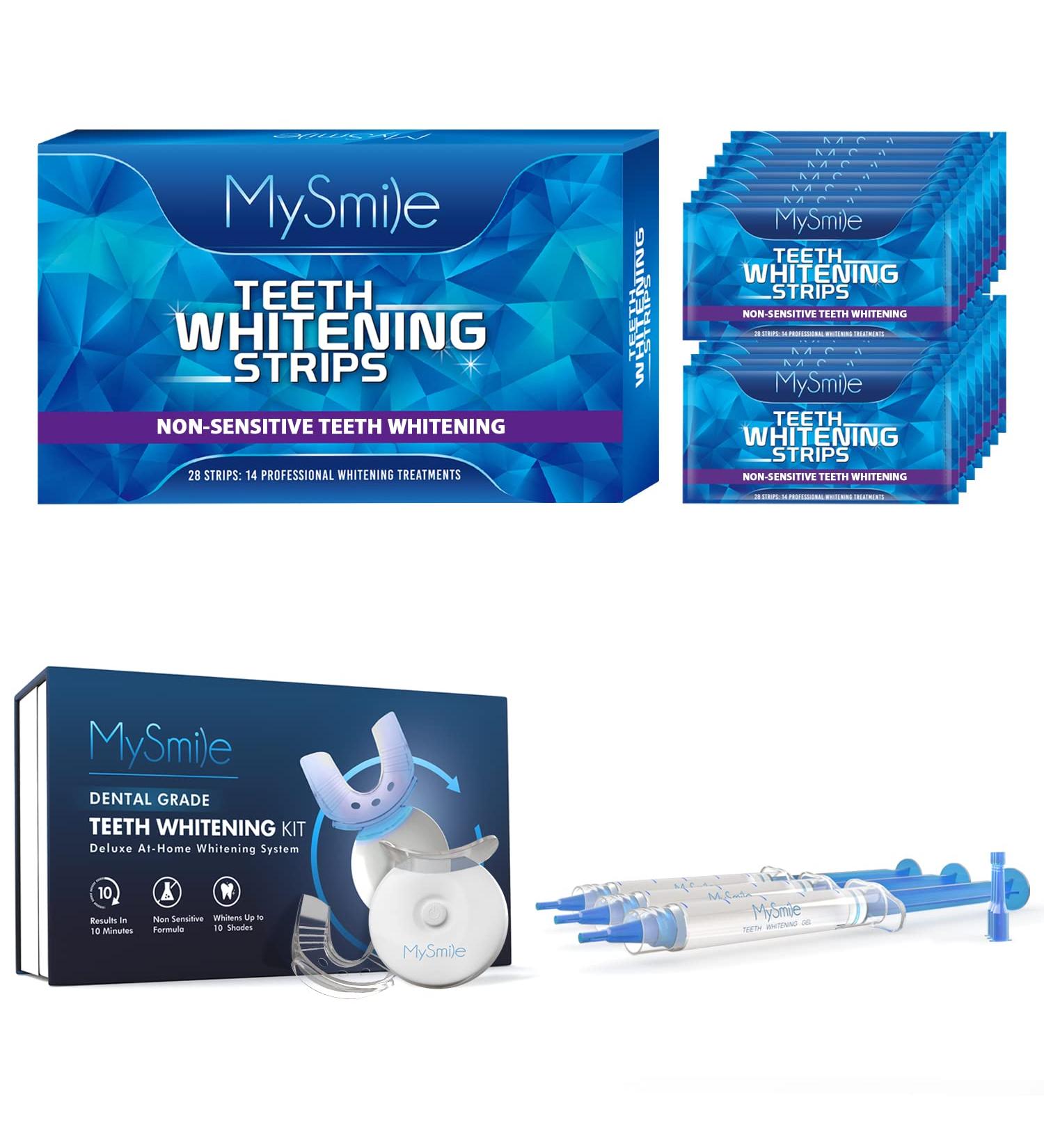 MySmile Teeth Whitening Kit | 14 Sets Strips & 3 Gel Lights | Fast Whitening, Reduced Sensitivity | Remove Stains from Coffee, Wine & Smoking - Buy Online on SooperMarket.com