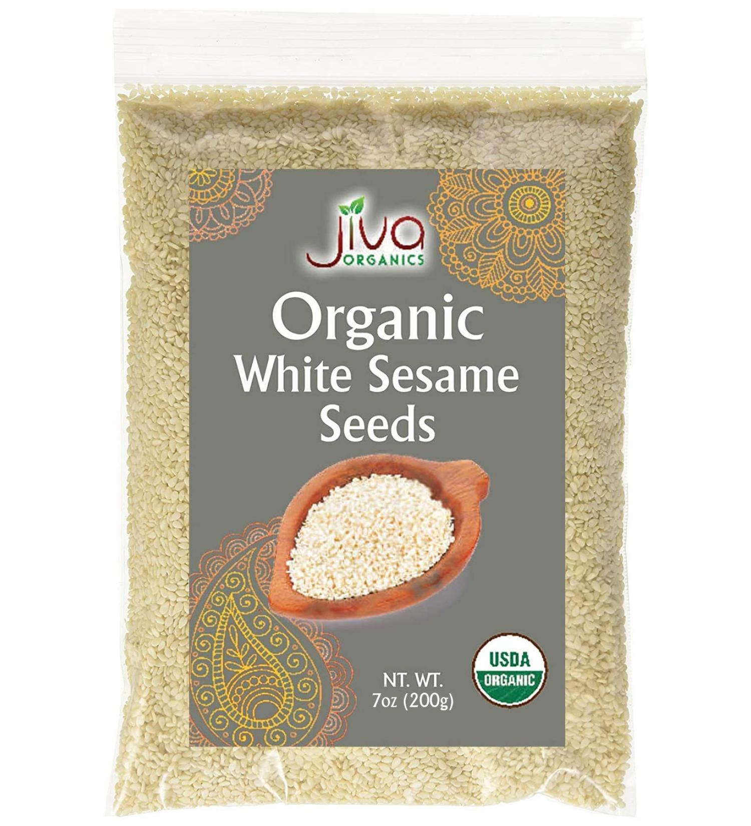 Jiva Organics Organic White Sesame Seeds 7ounce Bag - Hulled Till 100% Natural & Non-GMO - Buy Online on SooperMarket.com