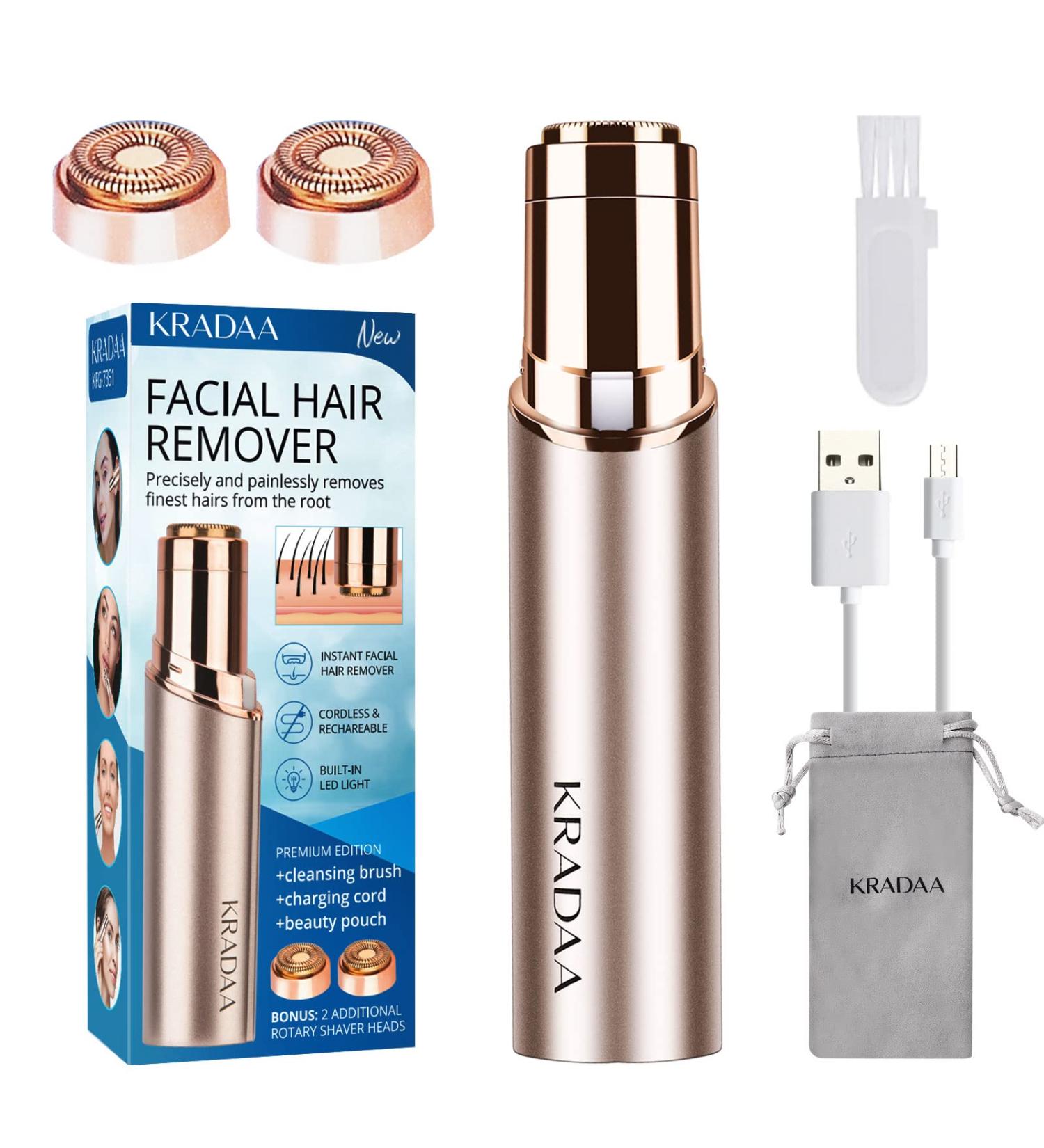 Women's Facial Hair Remover - Painless Portable Shaver for Lip & Chin | USB Rechargeable - Buy Online on SooperMarket.com