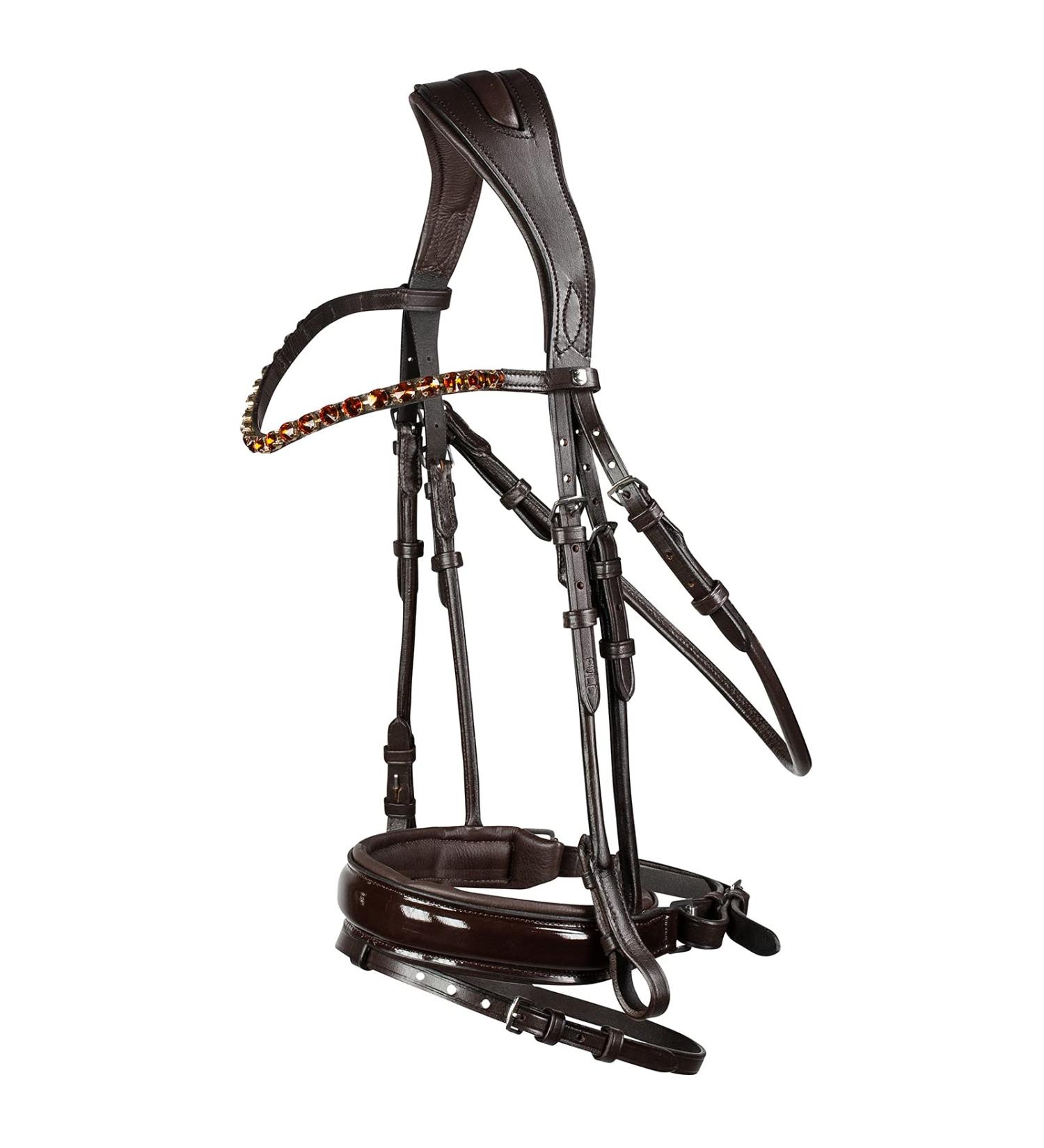 Buy HORZE Horse Bridle Clermont - Anatomical Bridle for Warmblood & Thoroughbred in Extra Warmblood Dark Brown (XF) - Buy Online on SooperMarket.com