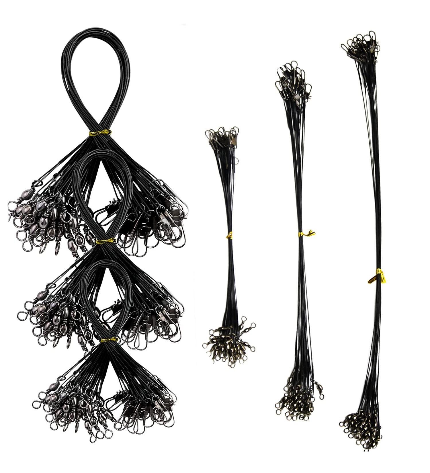 Giak Steel Front Stainless Steel Leaders with Carabiner Hook - 72 PCs for Predatory Fish | 15/20/25 cm - Durable Fishing Gear - Buy Online on SooperMarket.com