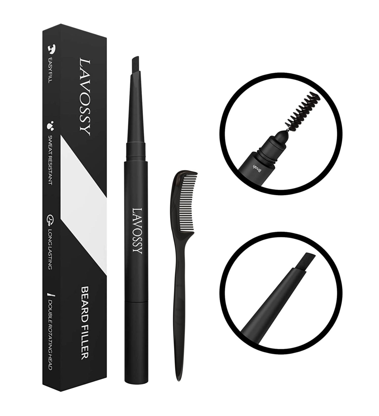 LAVOSSY Beard Filler for Men Black - Waterproof Beard Filling Pen Kit for Natural & Sleek Beard Enhancement - Buy Online on SooperMarket.com