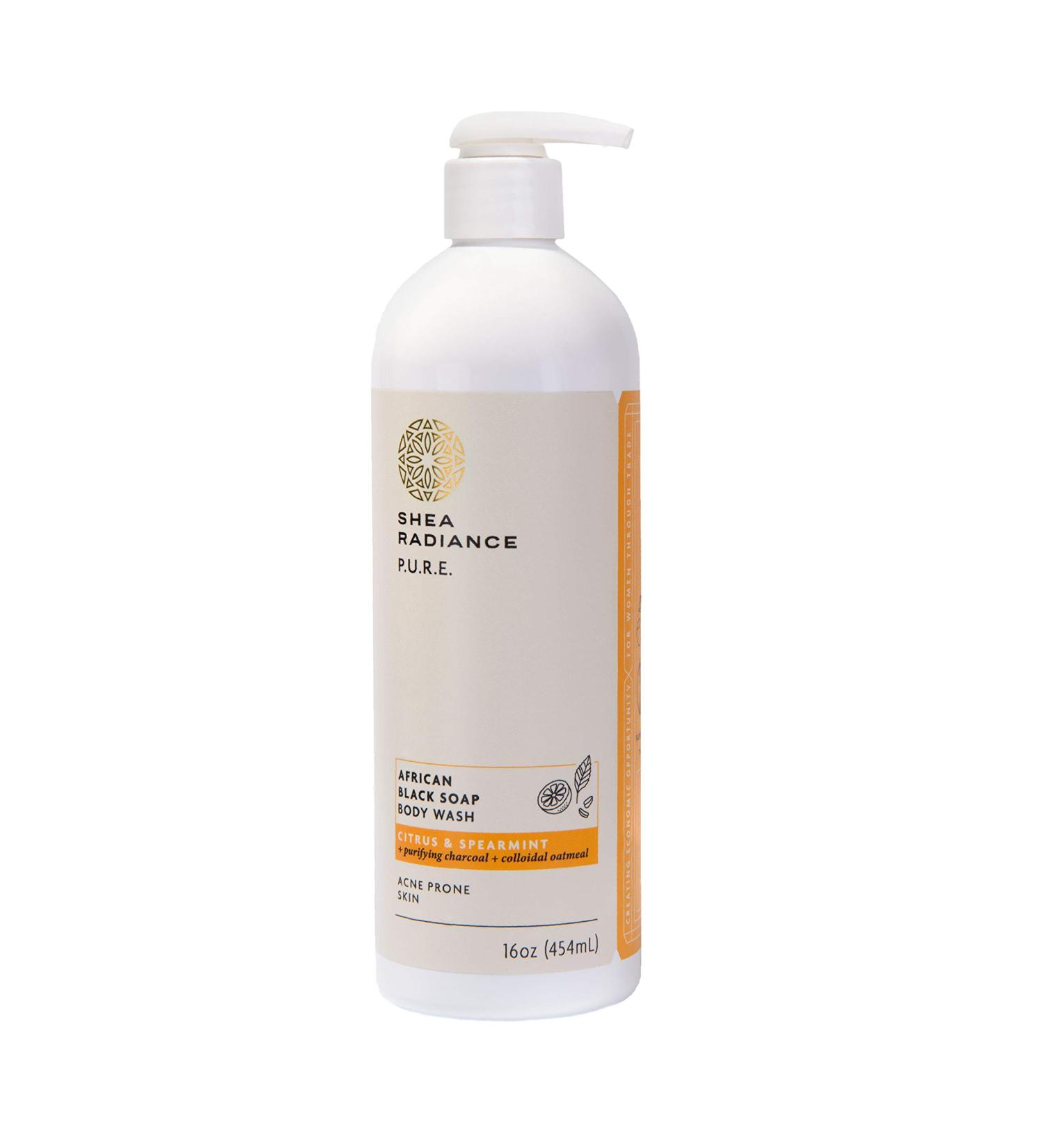 Shea Radiance African Black Soap Body Wash - Citrus Spearmint for Dry Skin, Eczema & Blemishes (16 oz) - Buy Online on SooperMarket.com
